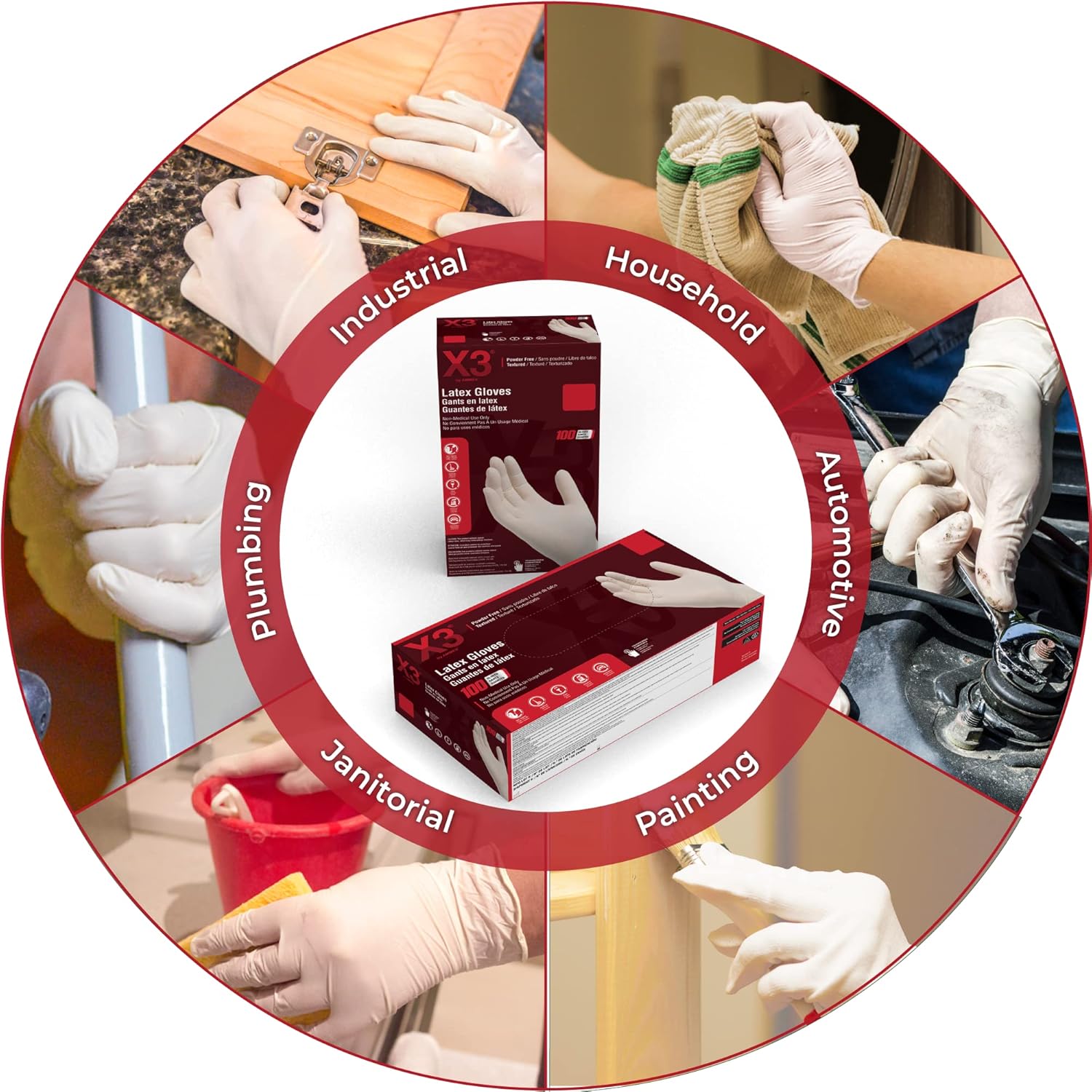 X3 Ivory Latex Gloves 3 Mil Powder Free