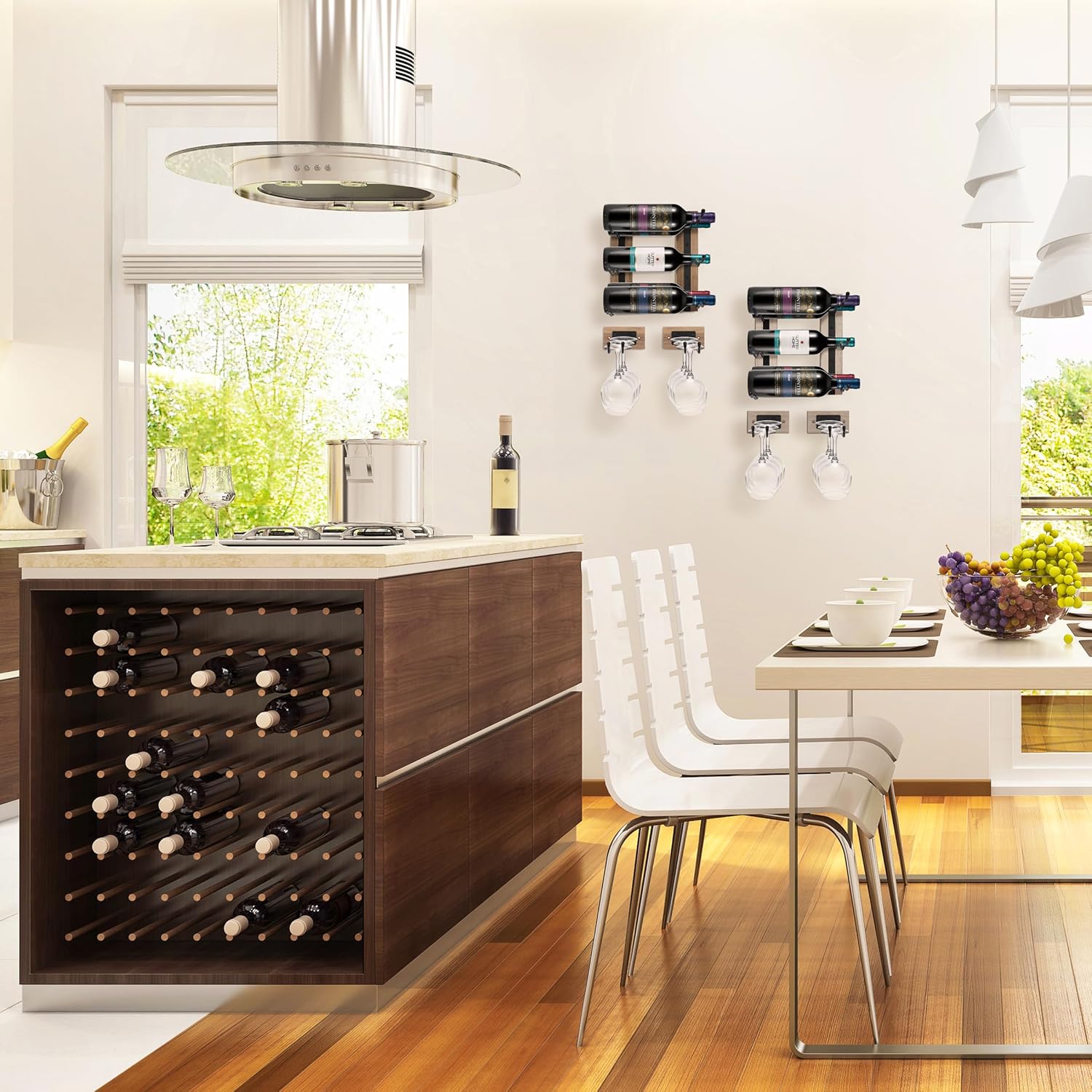 Sorbus Wall Mounted Wine Stemware Rack Set