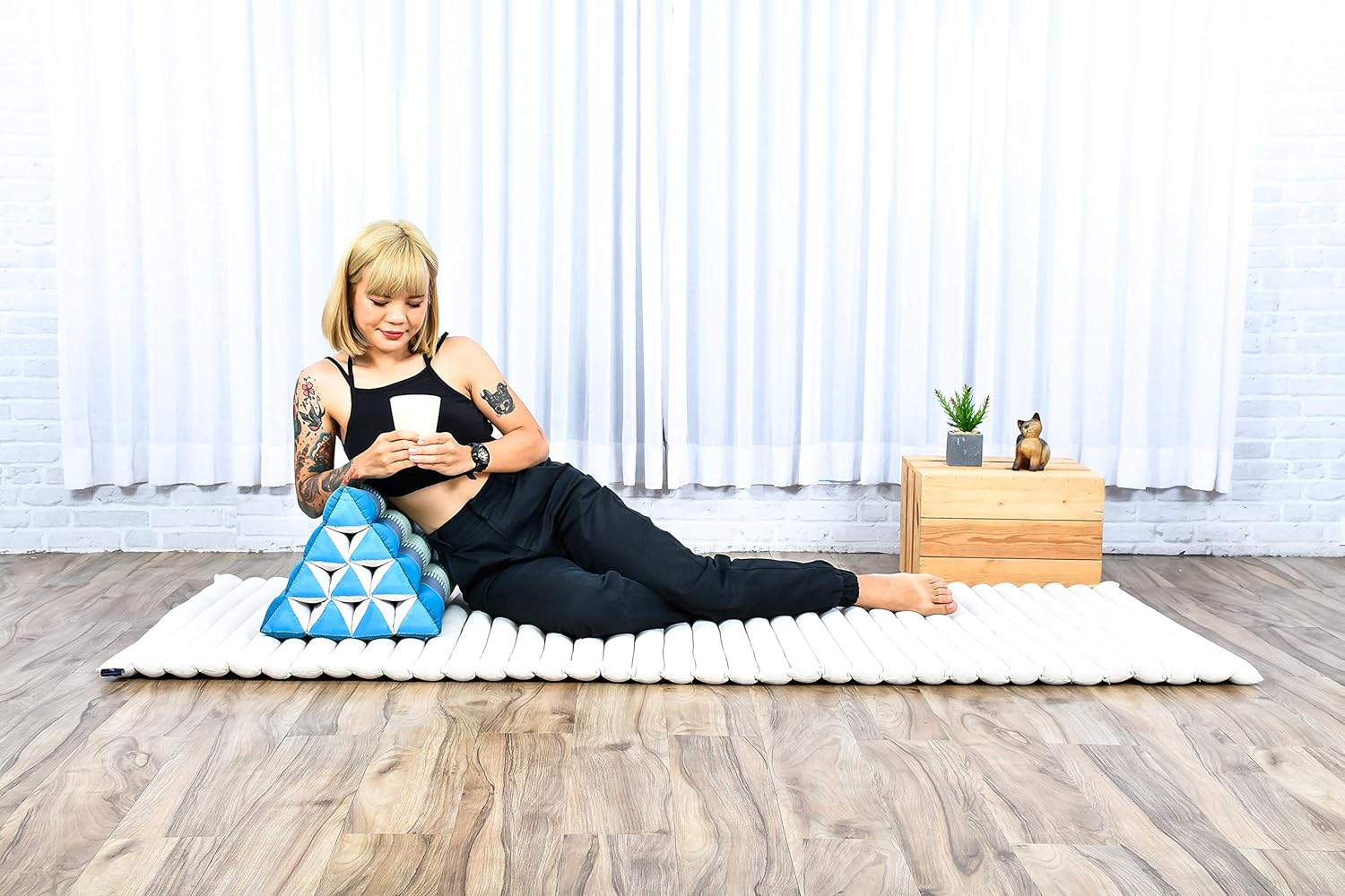 Leewadee Thai Triangle Cushion - Light Blue 20 x 13 x 13 Inches