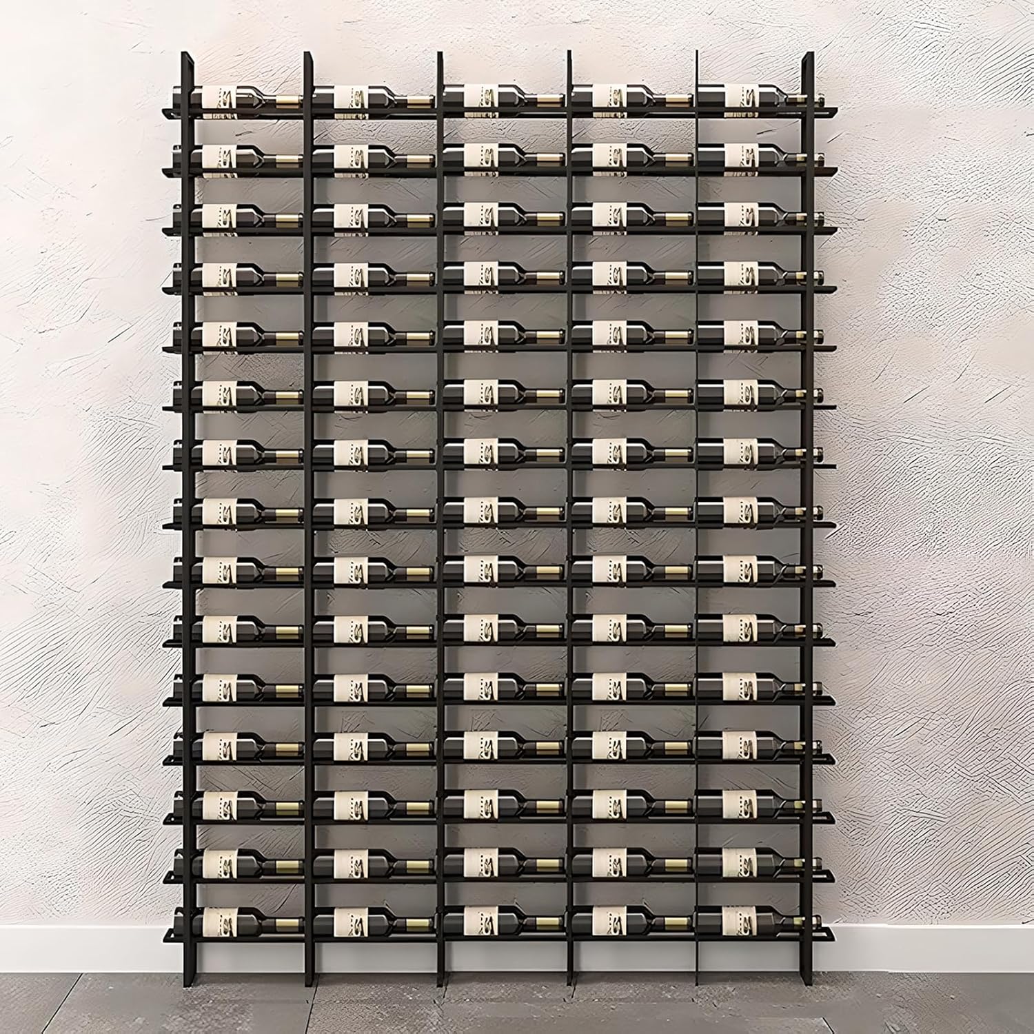 80 Bottle Wall Mounted Wine Rack - Industrial Style Black