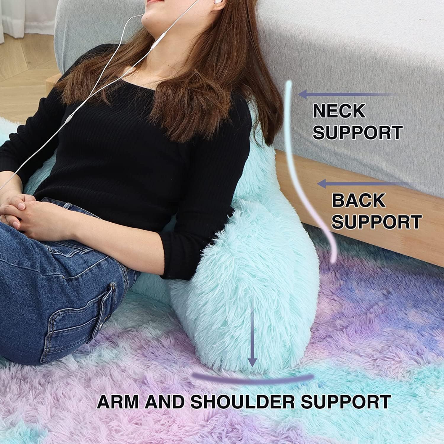 A Nice Night Faux Fur Reading Pillow with Arms