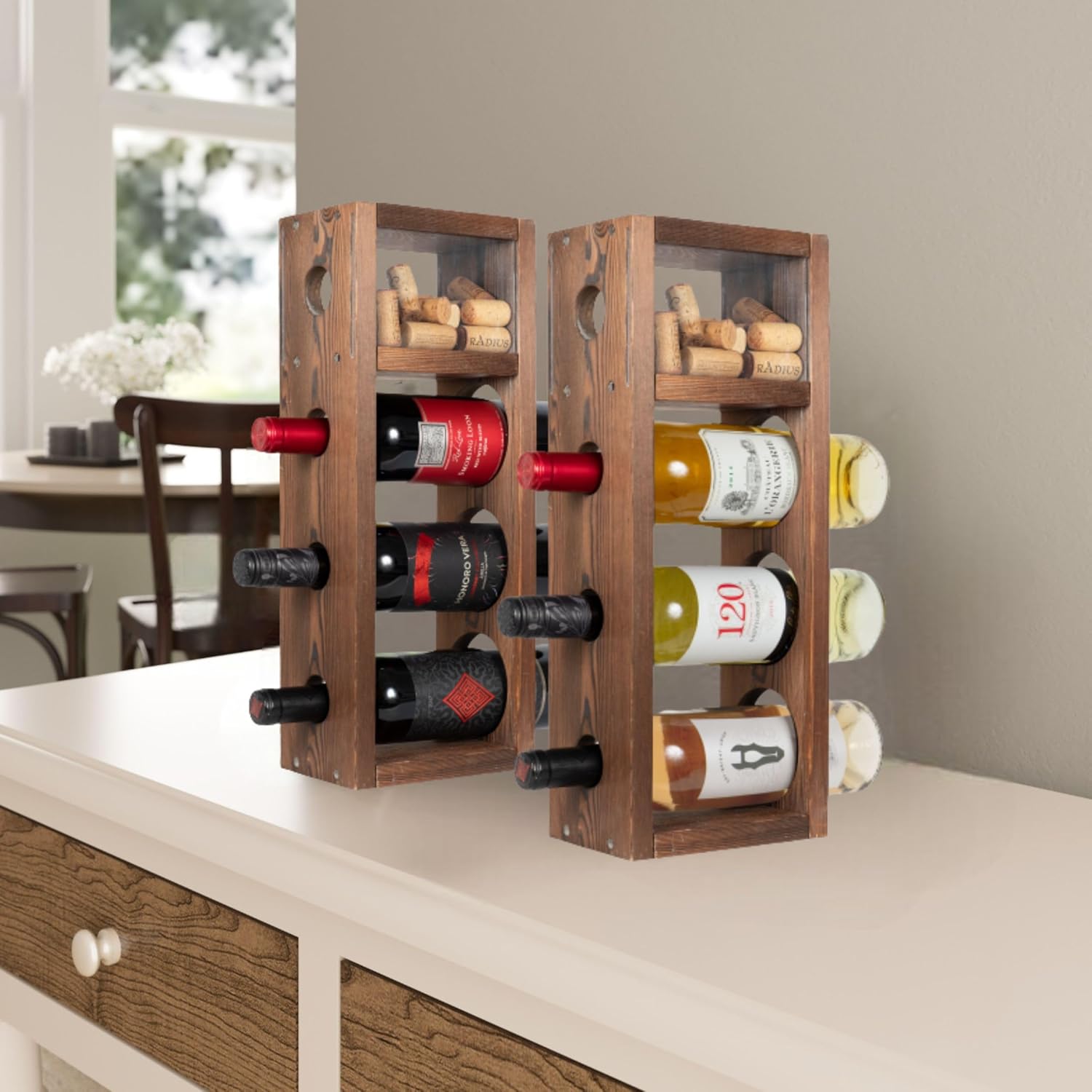 Rustic State Sonoma Burnt Brown Wine Rack - 3 Bottle Storage