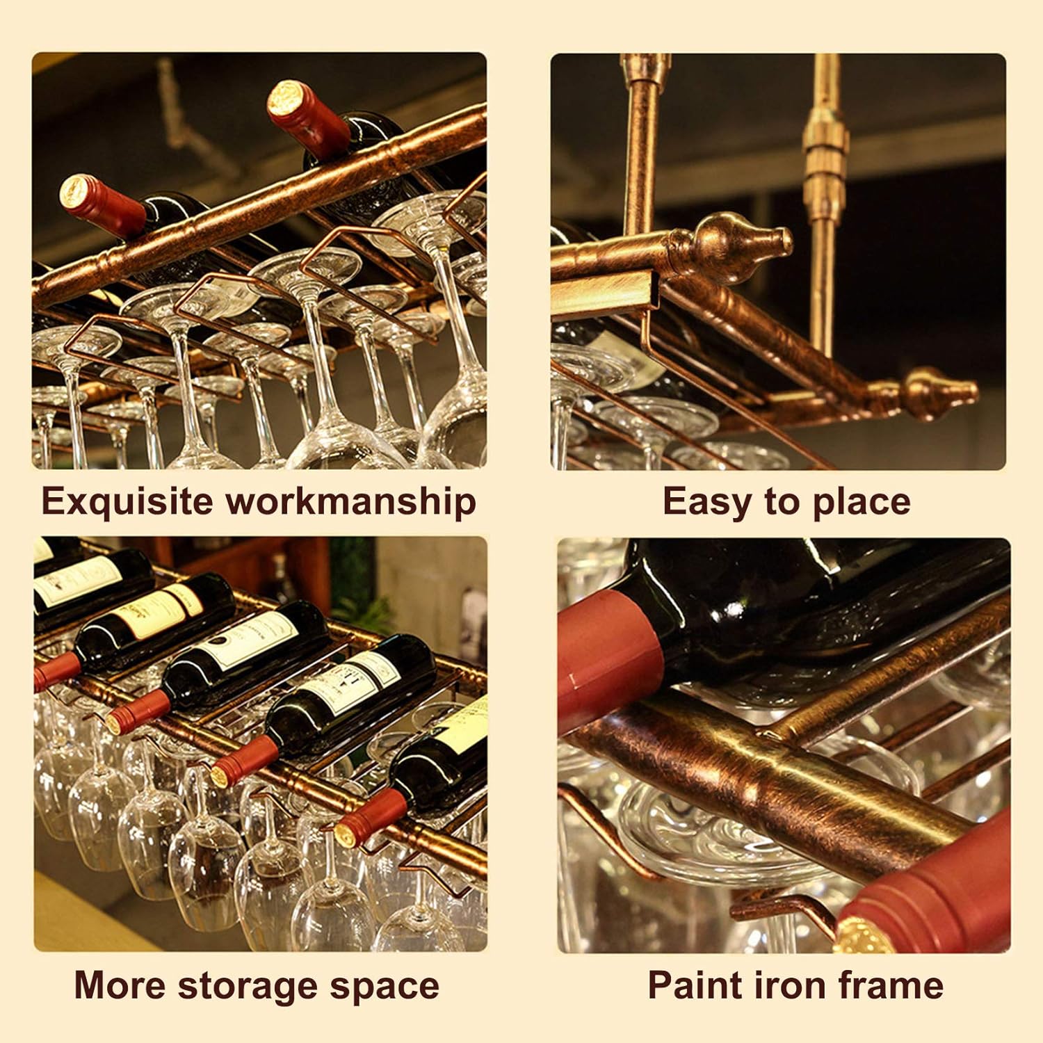 Industrial Wall-Mounted Wine Rack with Durable Steel Frame