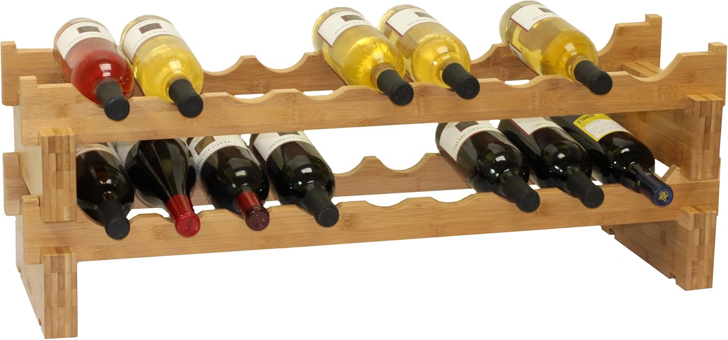 Oceanstar 18-Bottle Stackable Bamboo Wine Rack 1