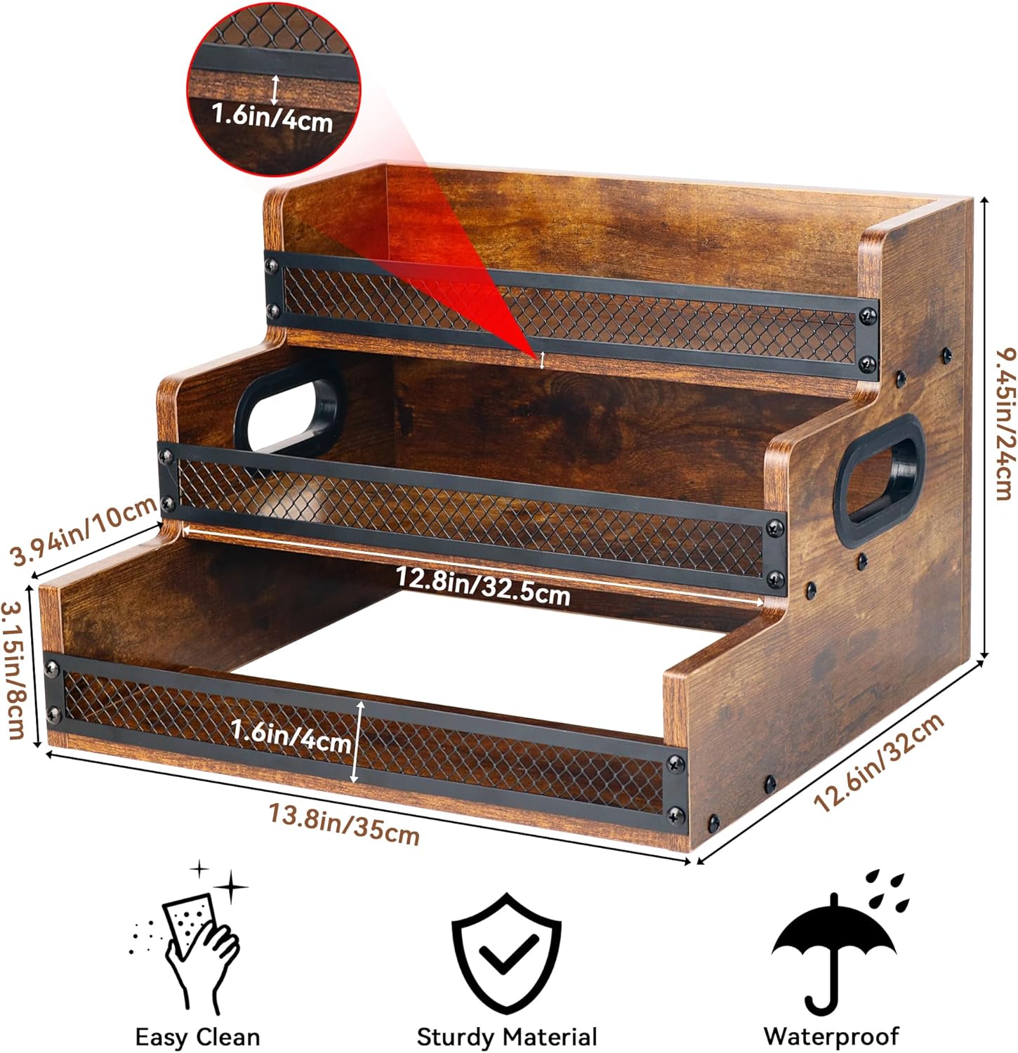Alyoen 2 Pack 3 Tier Liquor Wine Rack with Handles and Fences