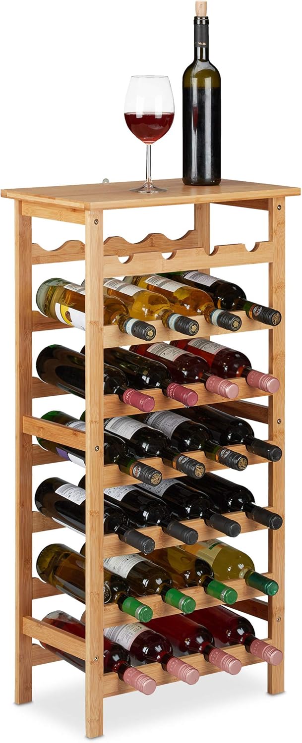 Relaxdays Natural Wine Rack 94 x 47 x 29 cm