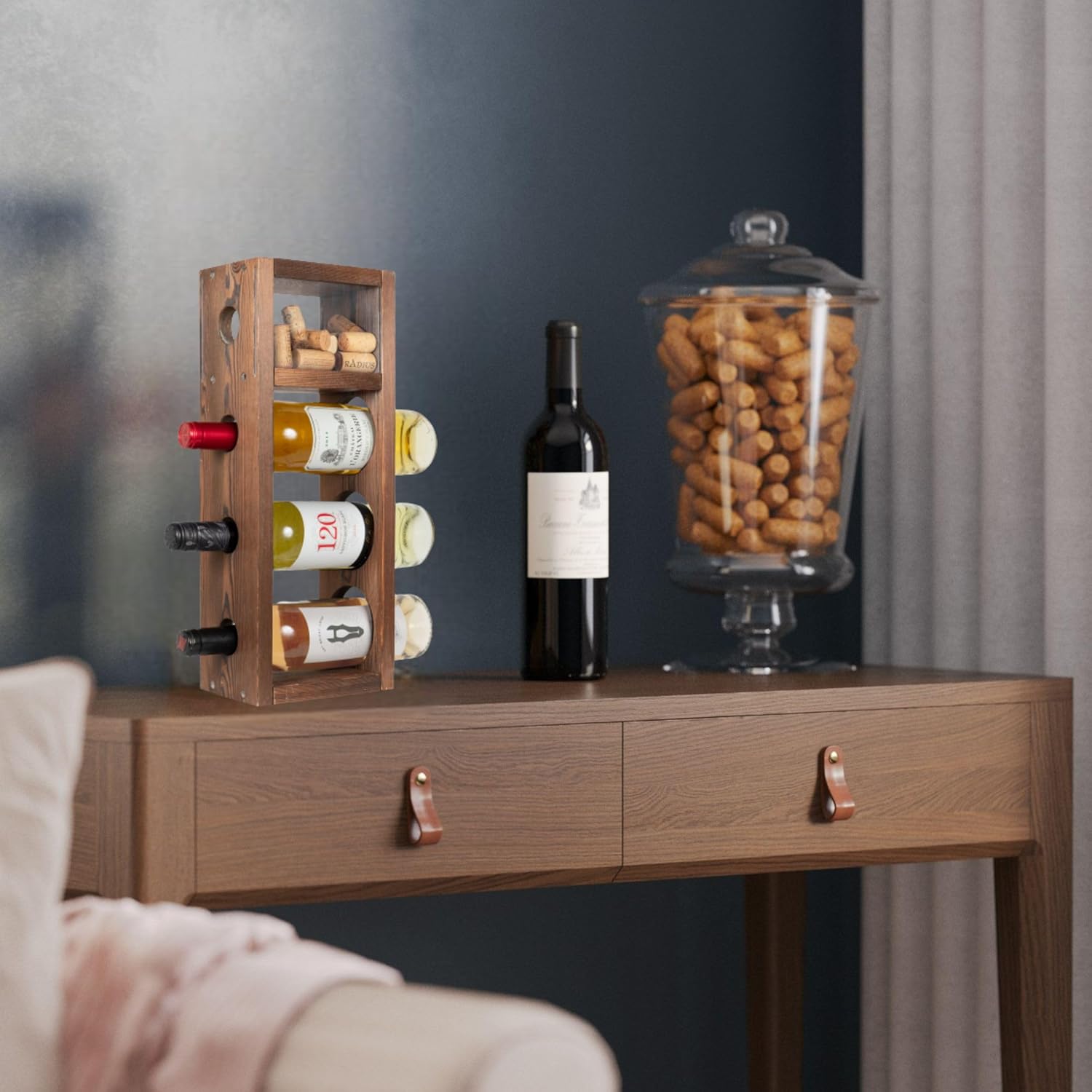 Rustic State Sonoma Burnt Brown Wine Rack - 3 Bottle Storage