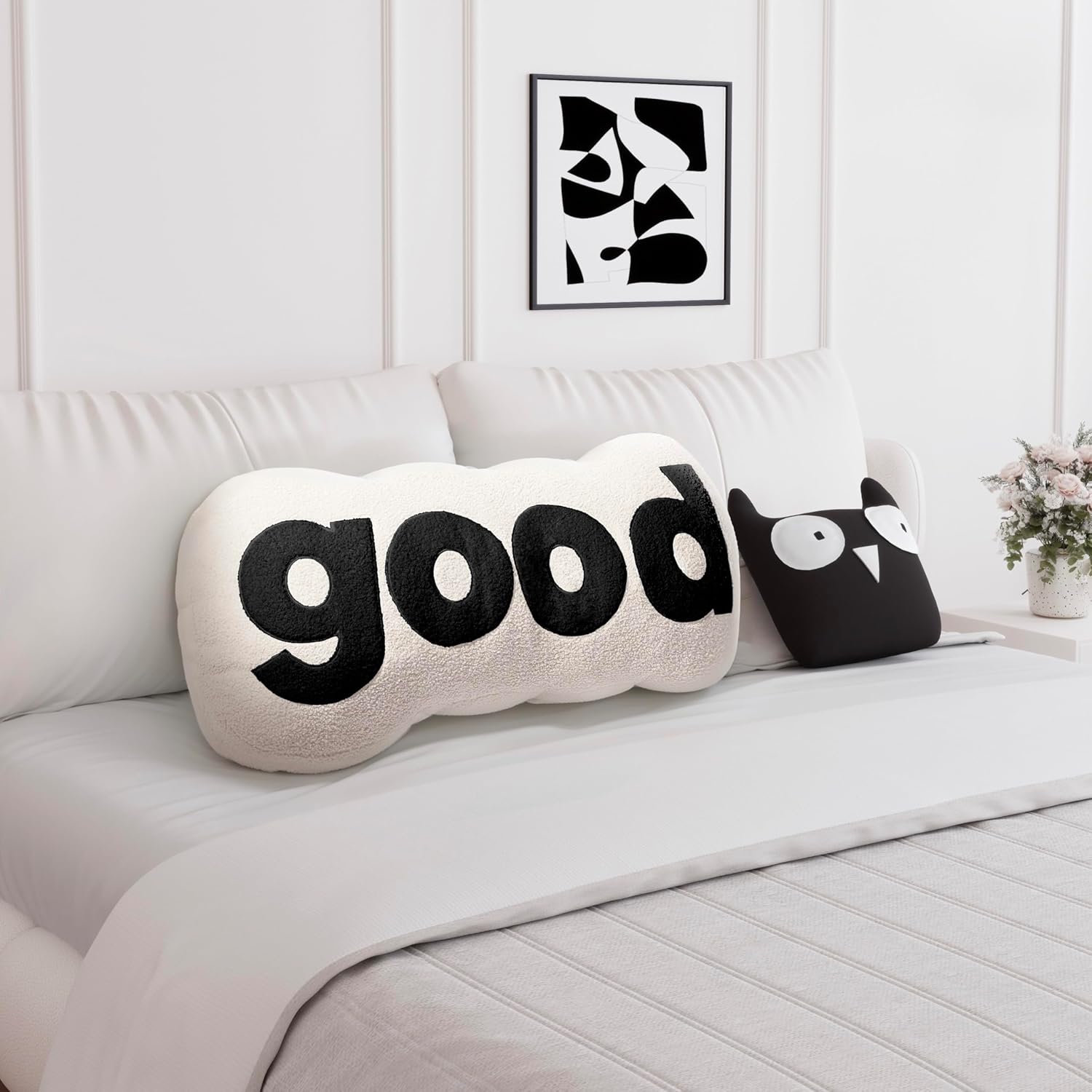 Johnear Headboard Pillow White Plush Reading Support 1