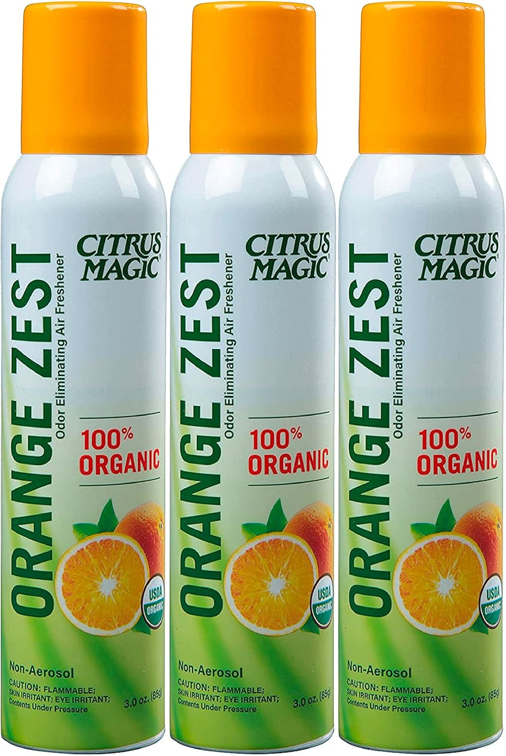 Citrus Magic Organic Air Freshener Spray Orange Zest Pack of 3