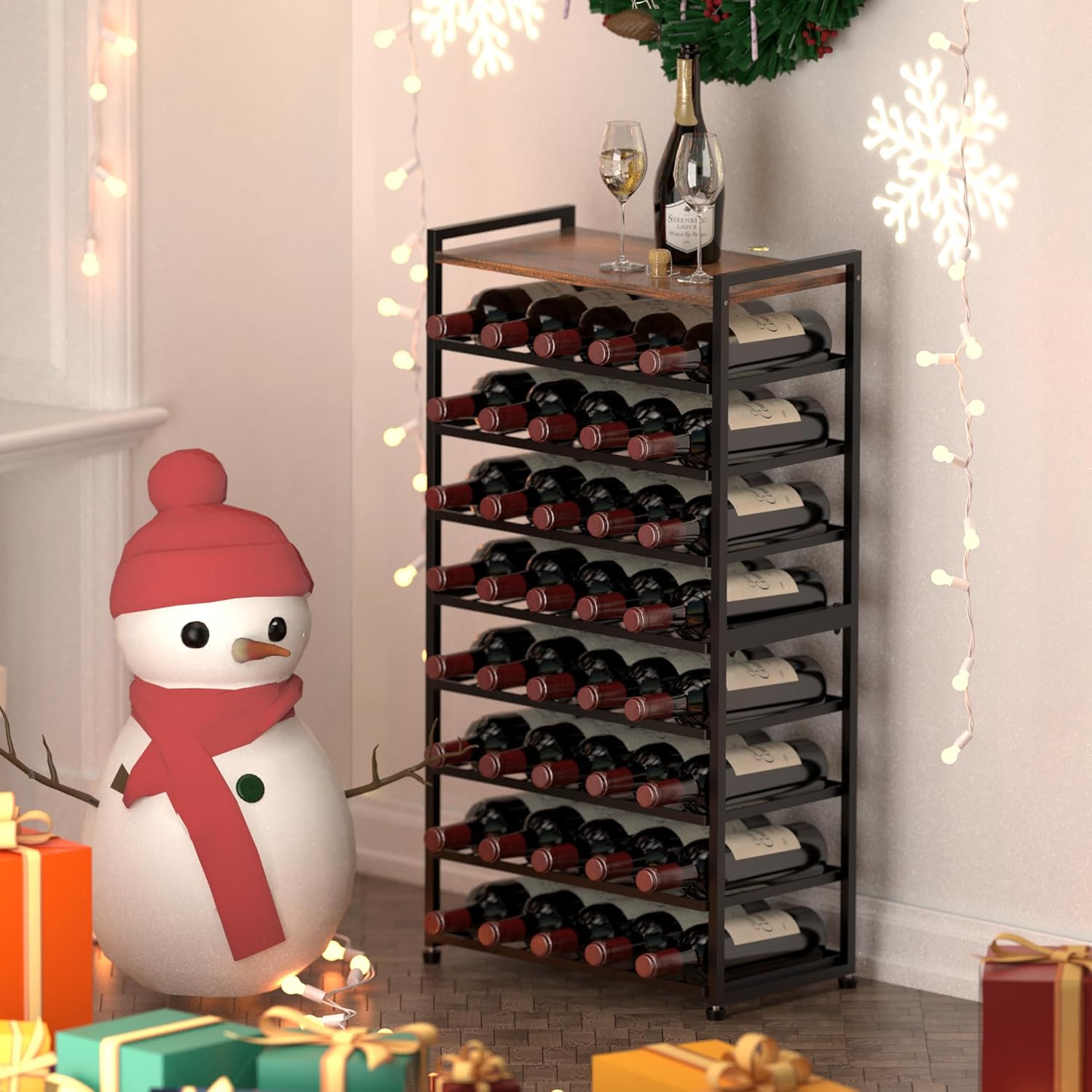 40-Bottle Freestanding Wine Rack with 8 Tiers