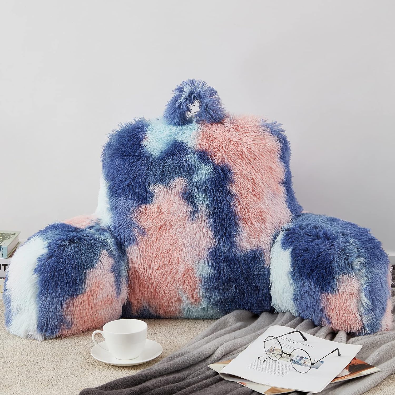 JL Jillche Fluffy Fur Reading Pillow for All Ages