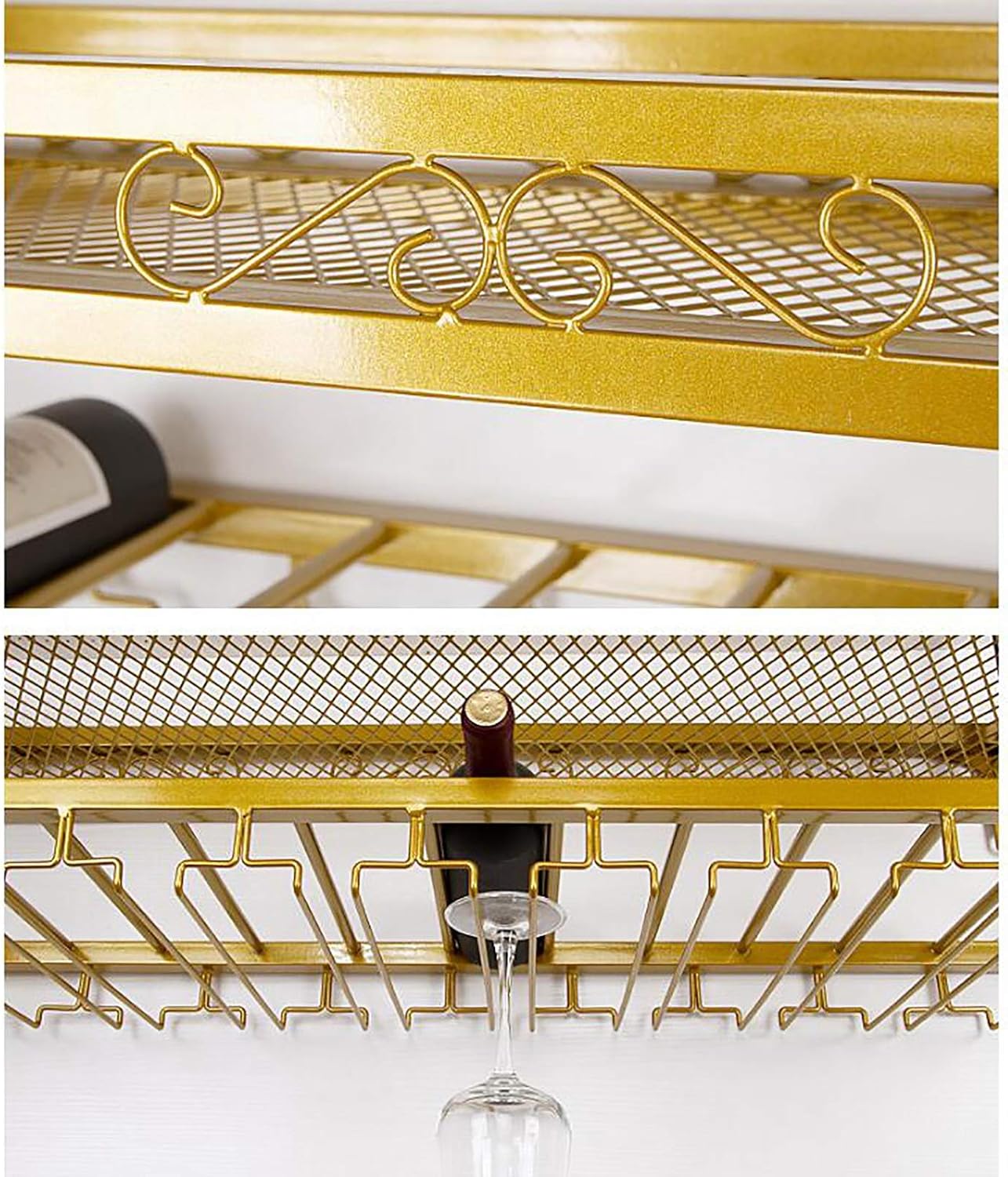 Adjustable Wall-Mounted Wine Rack with 2-Layer Storage