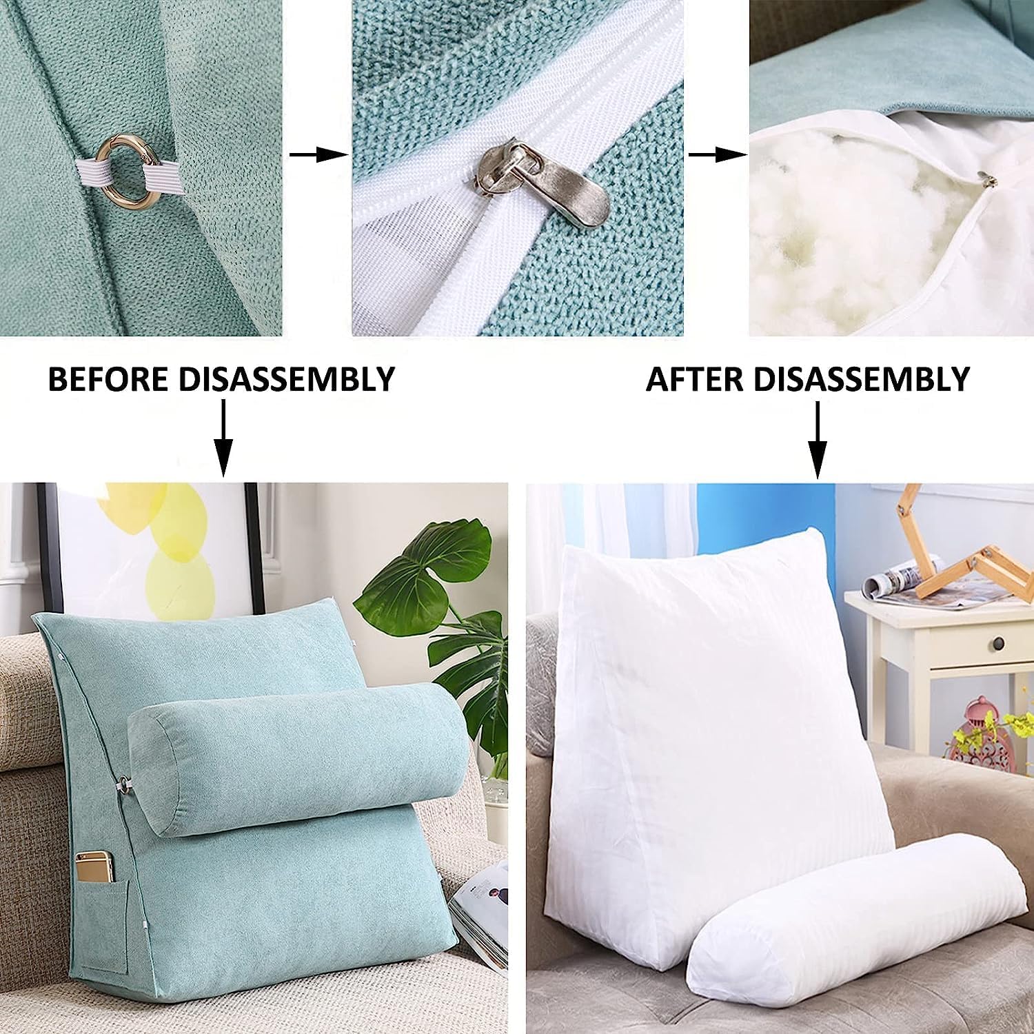 COZMAX Deluxe Reading Pillow with Detachable Neck Roll