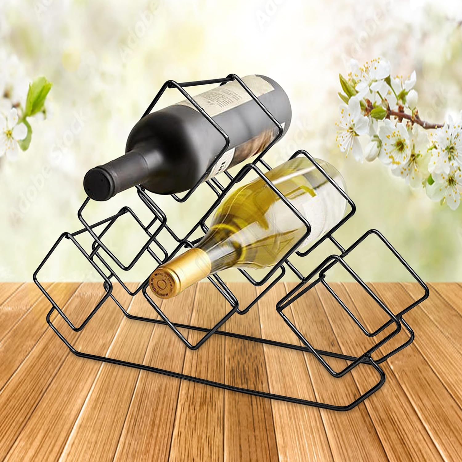 Nu Steel 6 Bottles Tabletop Wine Holder Black 1