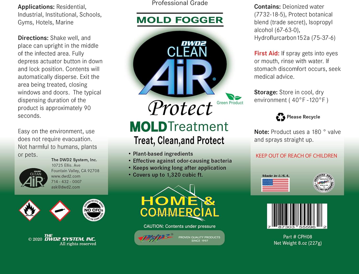 DWD2 Mold Odor Remover Fogger 8 oz - Eco-Friendly Fast Acting