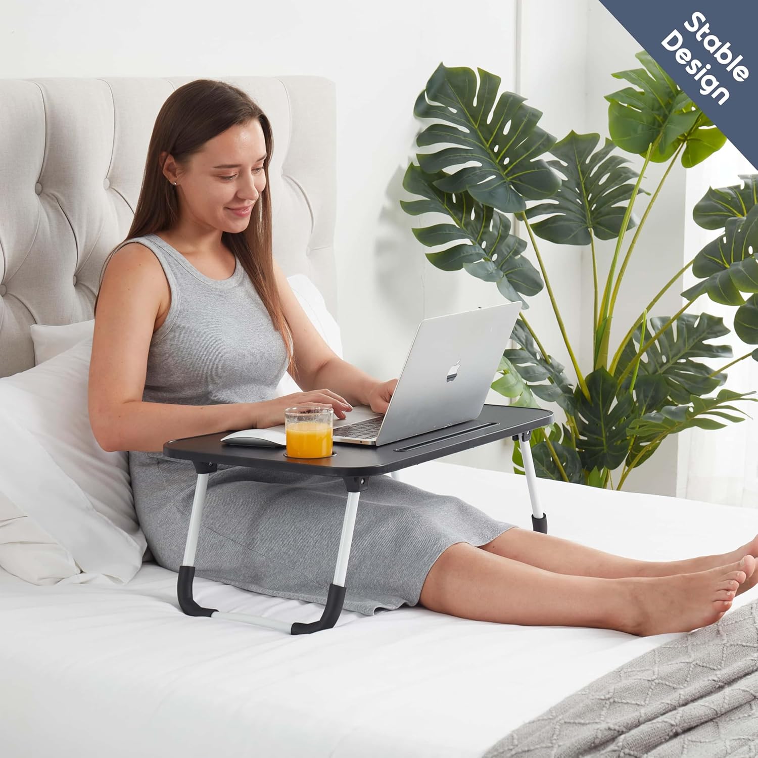 Nestl Reading Pillow with Laptop Lap Desk - Grey 1