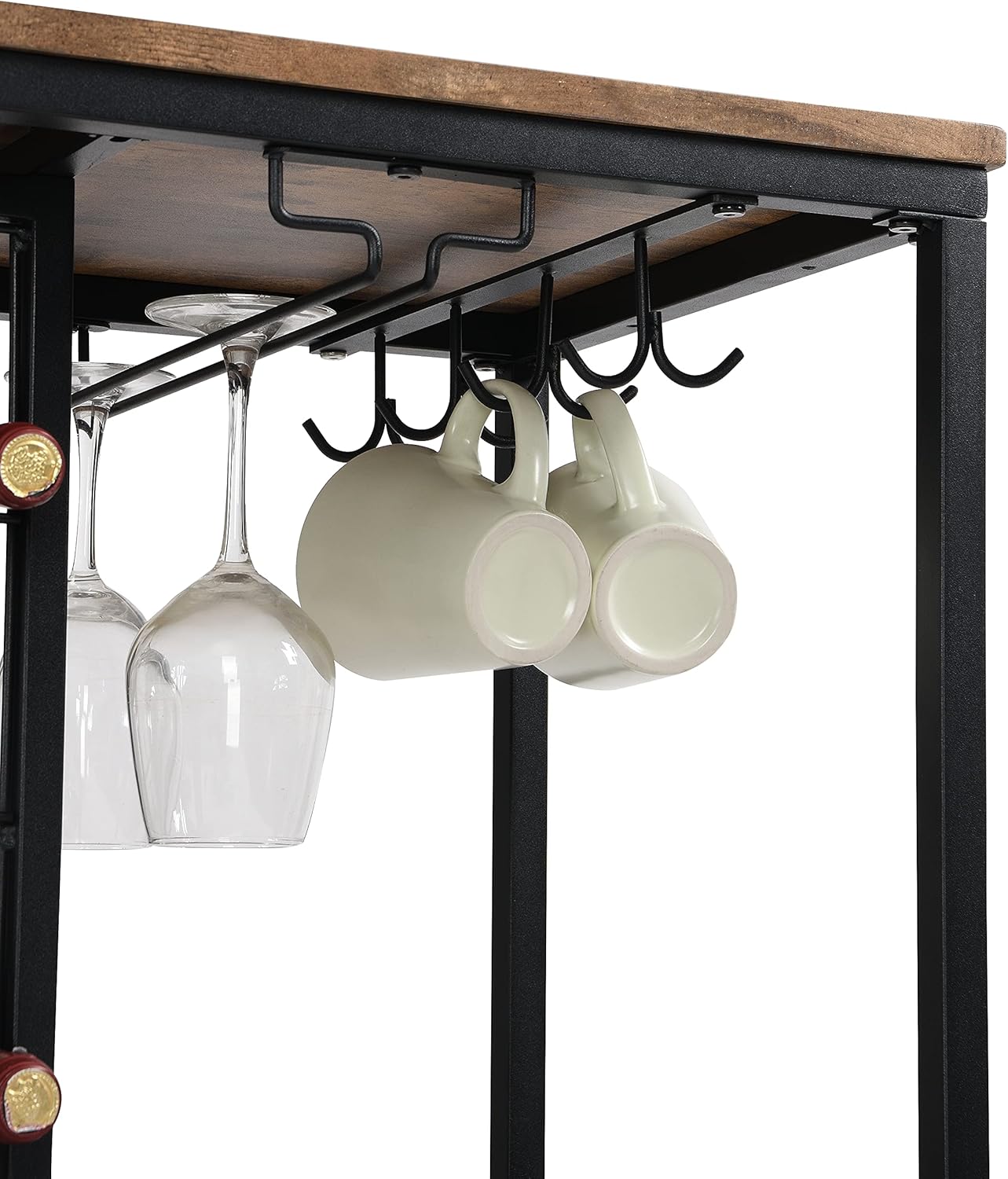 3-Tier FreeStanding Wine Rack Table with Stemware Holders Black