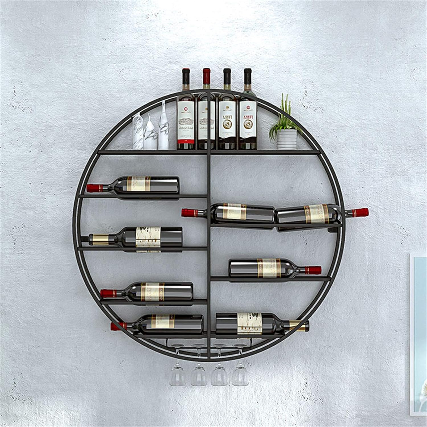 ZJDYDY Wall-Mounted Wine Rack with 12 Bottle Holders and 4 Stemware Racks