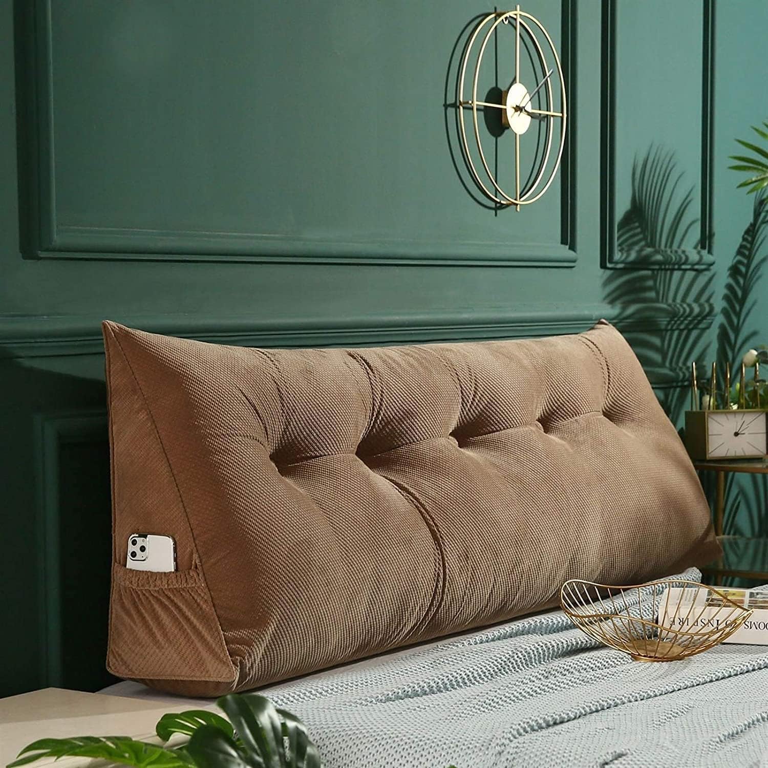 YOODODO Headboard Triangle Cushion Khaki 120x50x20cm