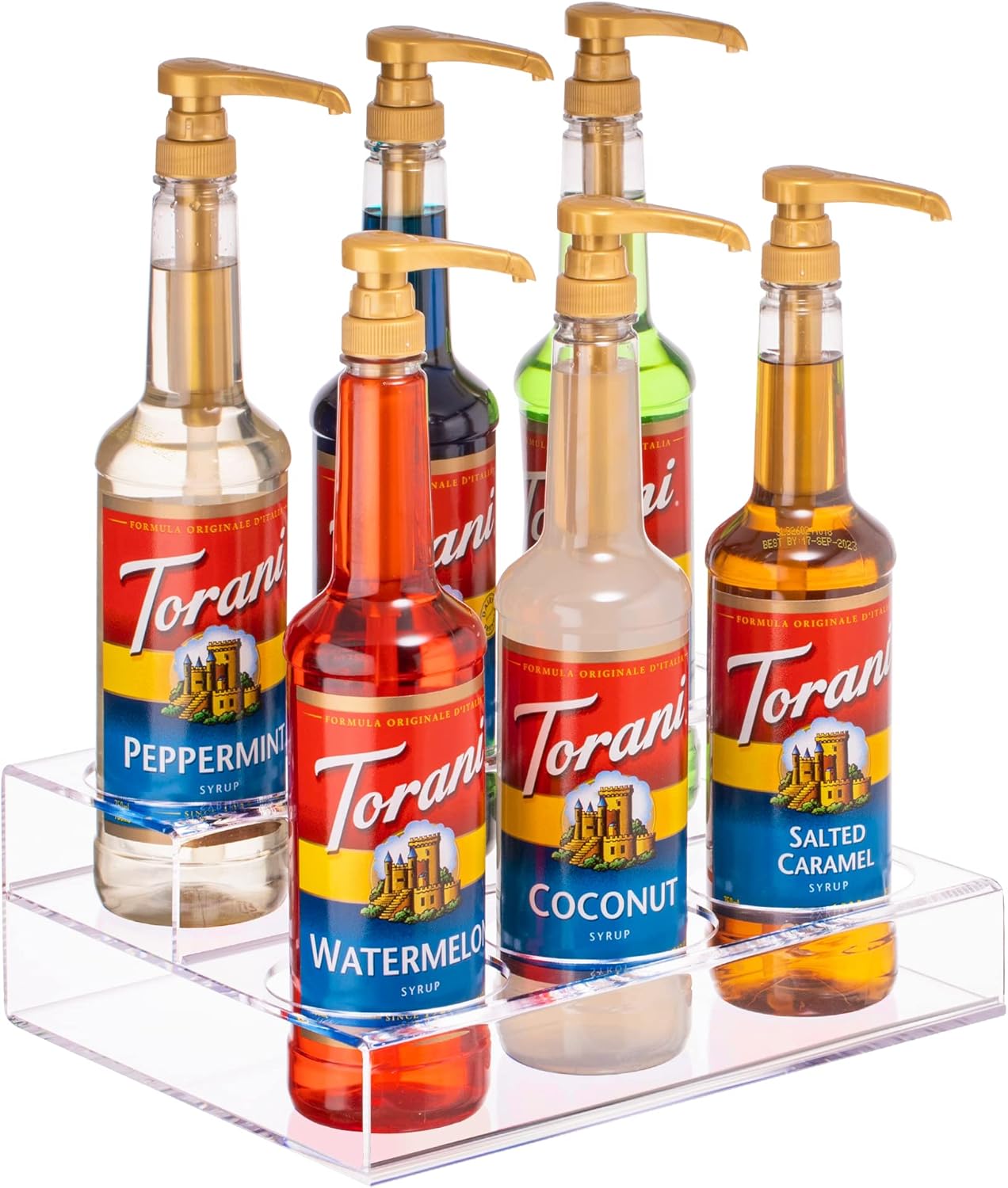 Srenta 6-Bottle Acrylic Wine Display Riser with 2 Tiers
