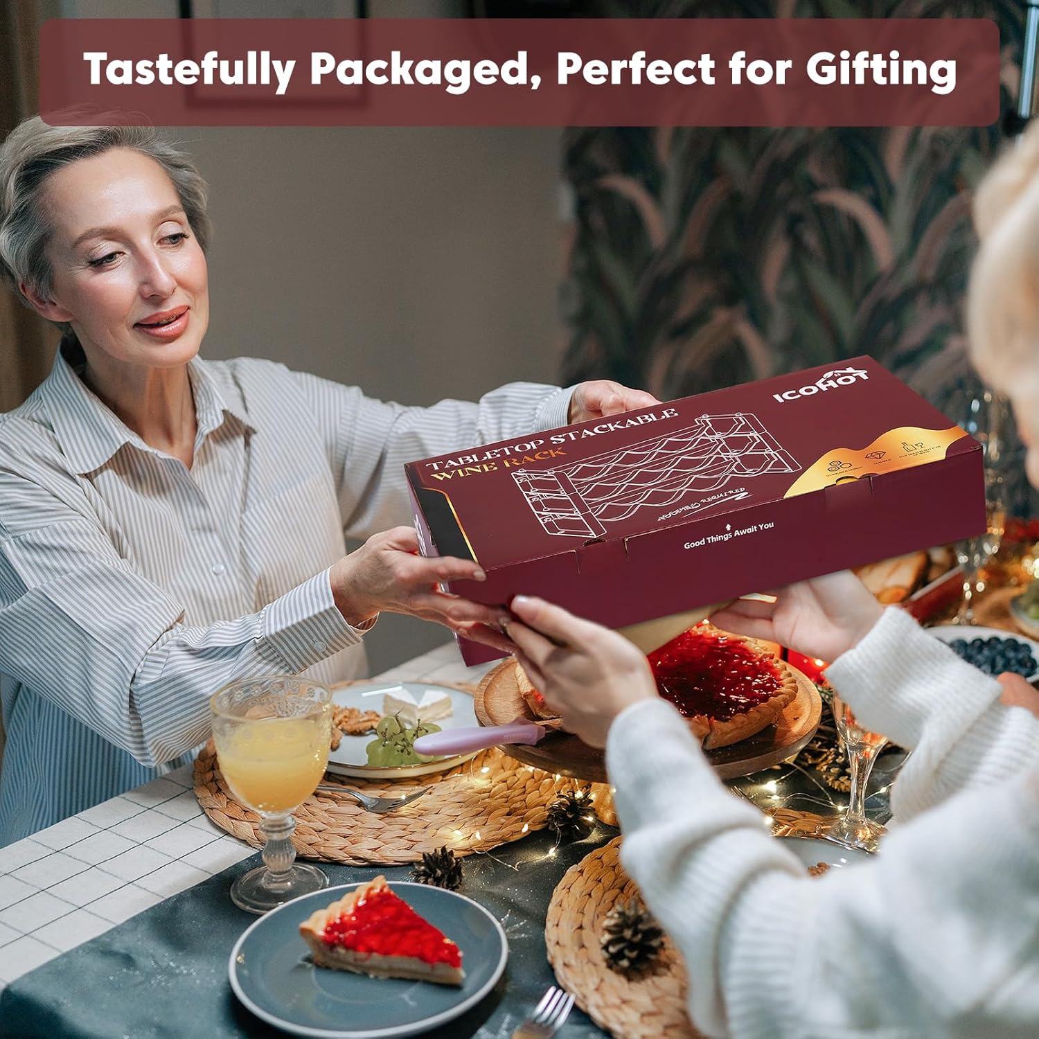 ICOHOT 2 Tier 3 Tier Stackable Wine Rack Bundle