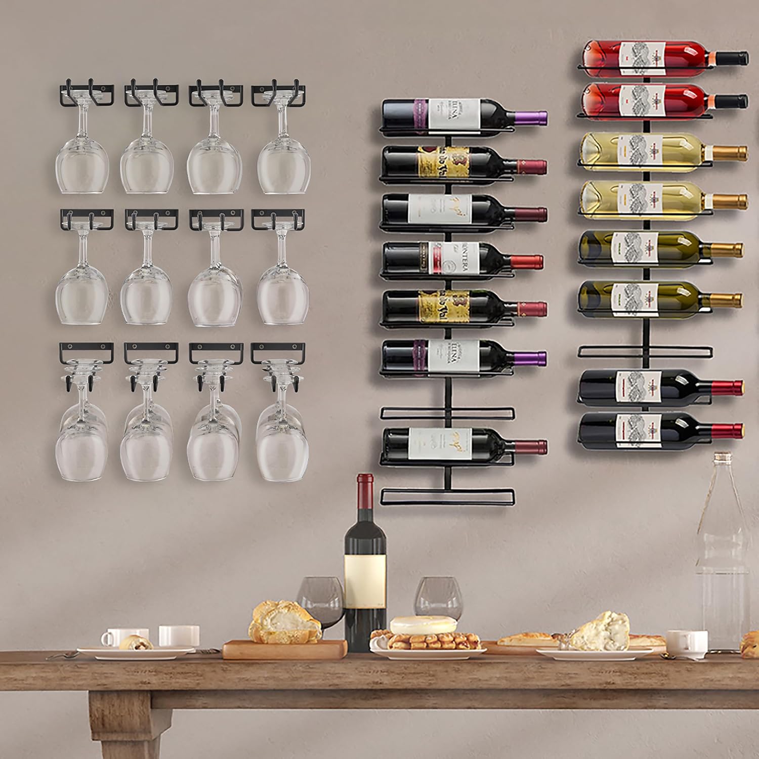 Sorbus Wall Wine Rack Glass Holder Set - 2 Pack