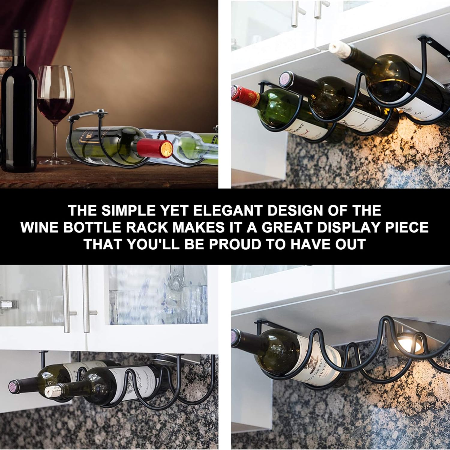 PRETYZOOM 2pcs Black Metal Wine Rack