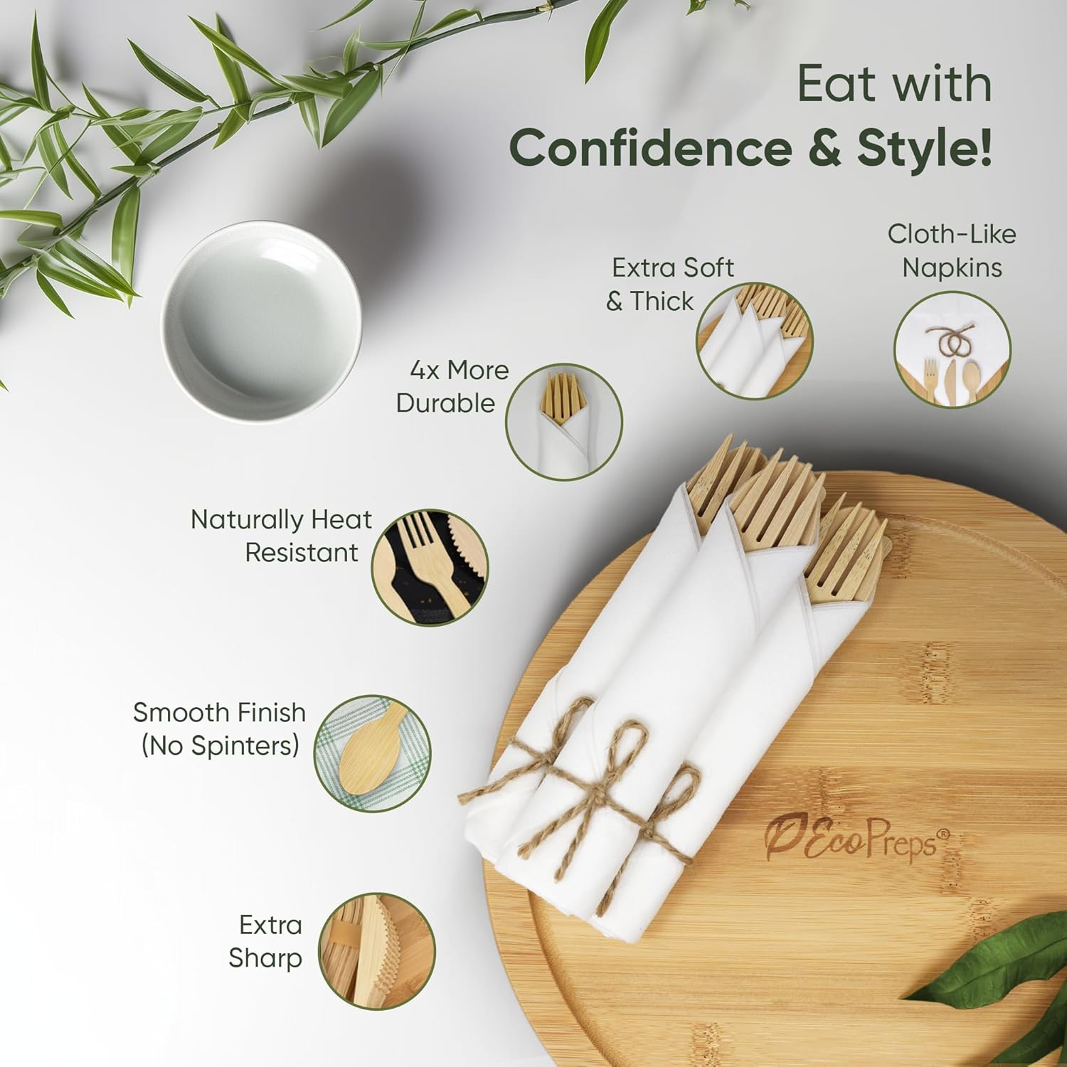 EcoPreps Premium Biodegradable Cutlery Set 30 Pack