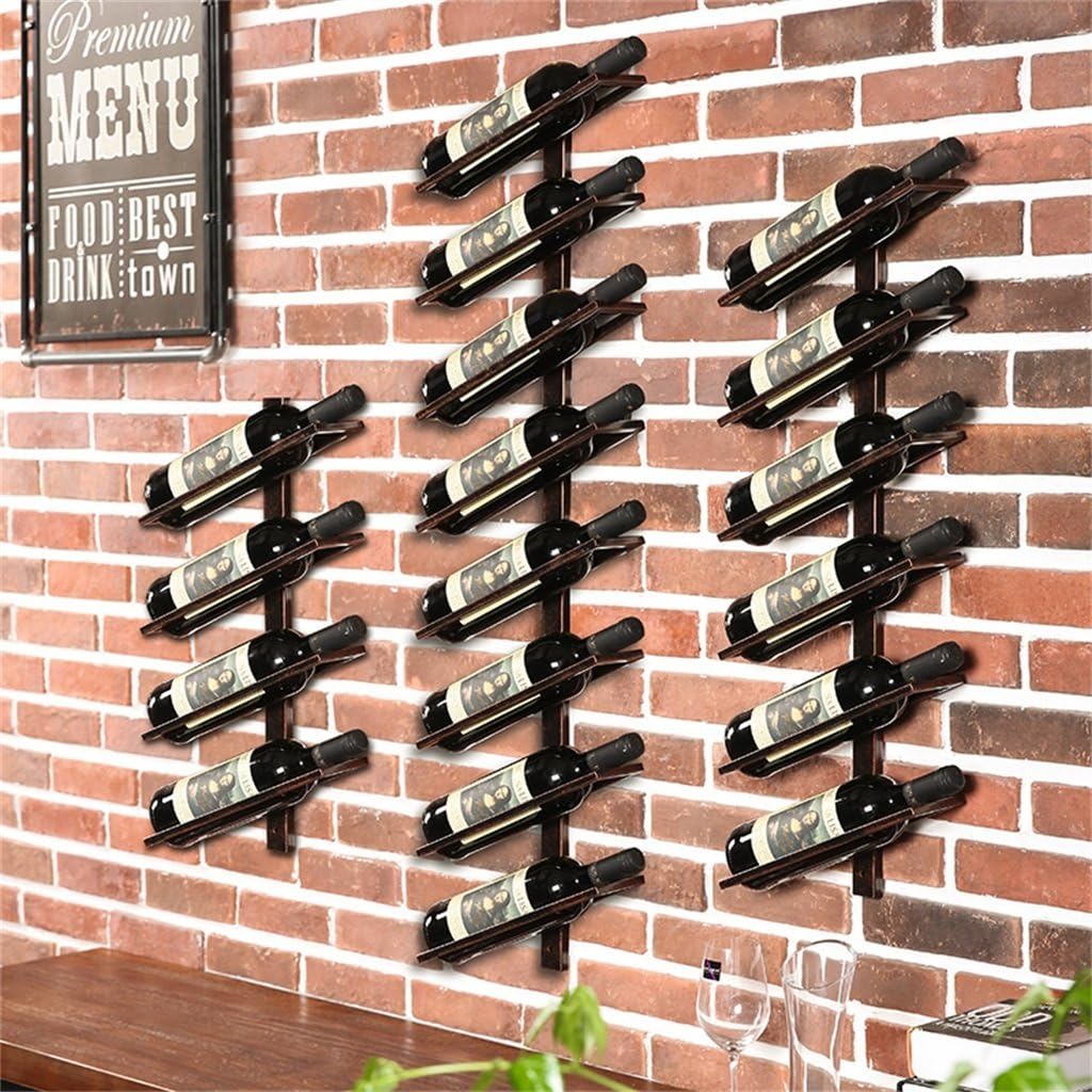 LUNEZY Metal Wine Racks Wall Holder - Rustic Design