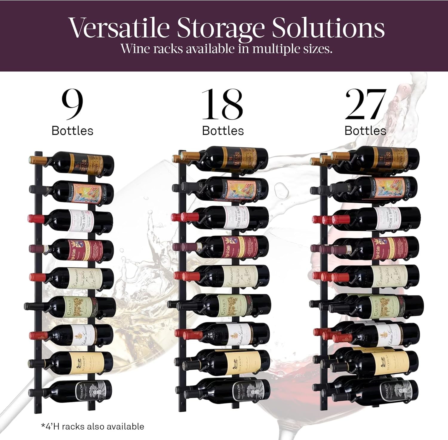 Wine Enthusiast NFINITY 18 Bottle Wall Wine Rack Black