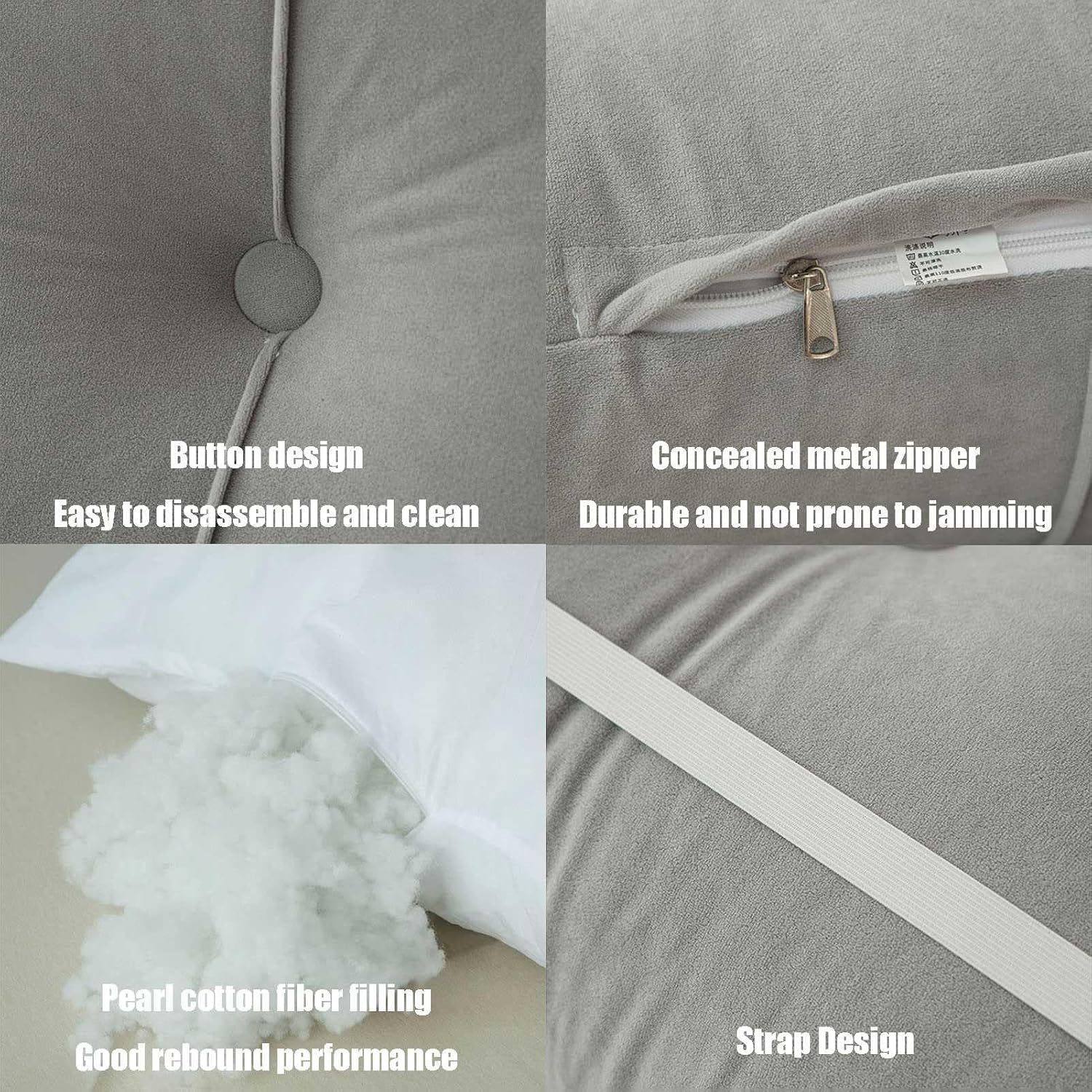 XHSUEN Back Cushion for Bed with Removable Cover