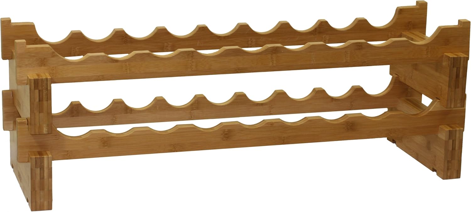 Oceanstar 18-Bottle Stackable Bamboo Wine Rack 1