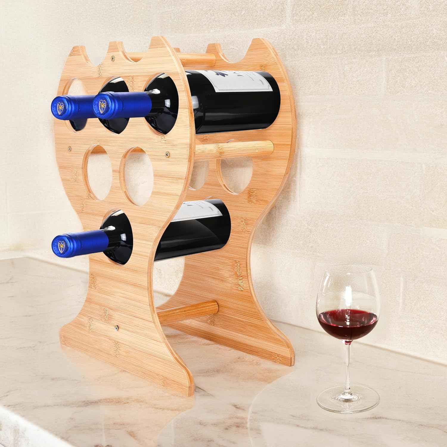 2LB Depot Bamboo Wine Rack for 6 Bottles
