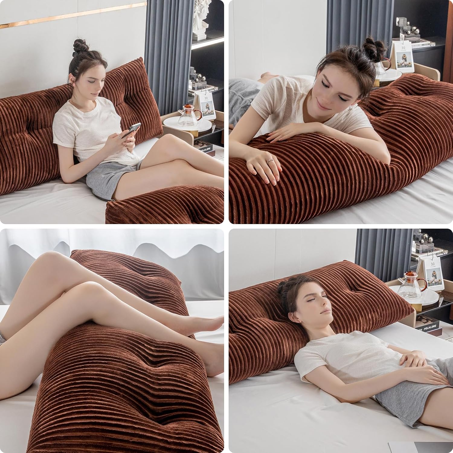 Activance Large Triangular Bed Rest Pillow with Removable Cover 1