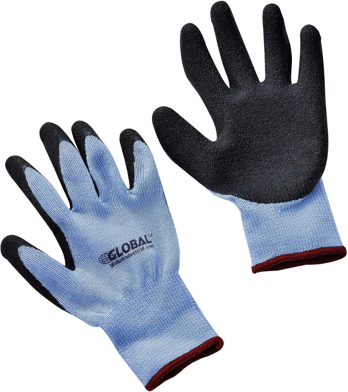 Global Industrial Crinkle Latex Coated Gloves Black Blue Small Lot of 12