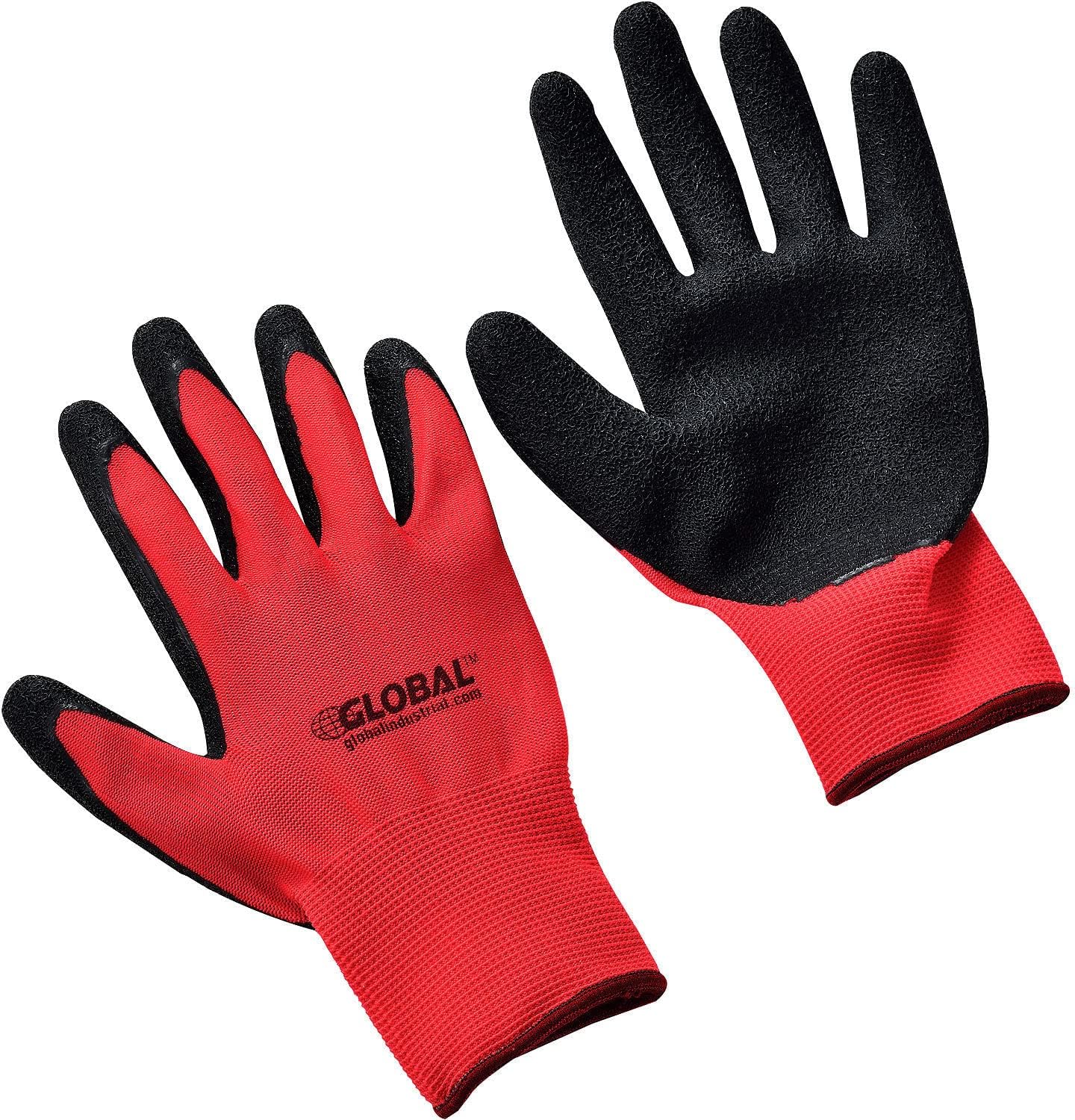 Global Industrial Crinkle Latex Gloves Red Black Small 12 Pack