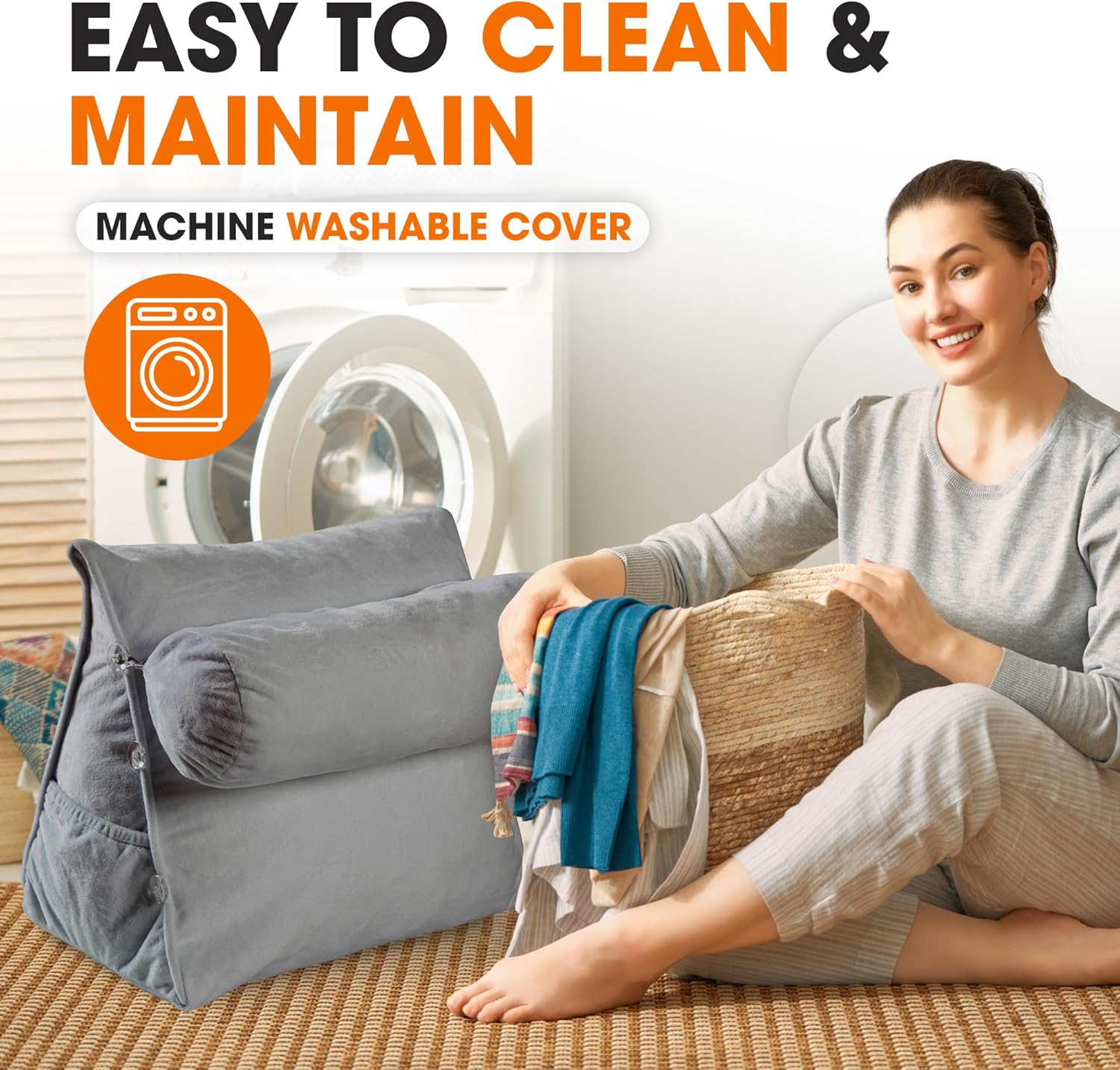 Cheer Collection Reading Wedge Pillow Gray