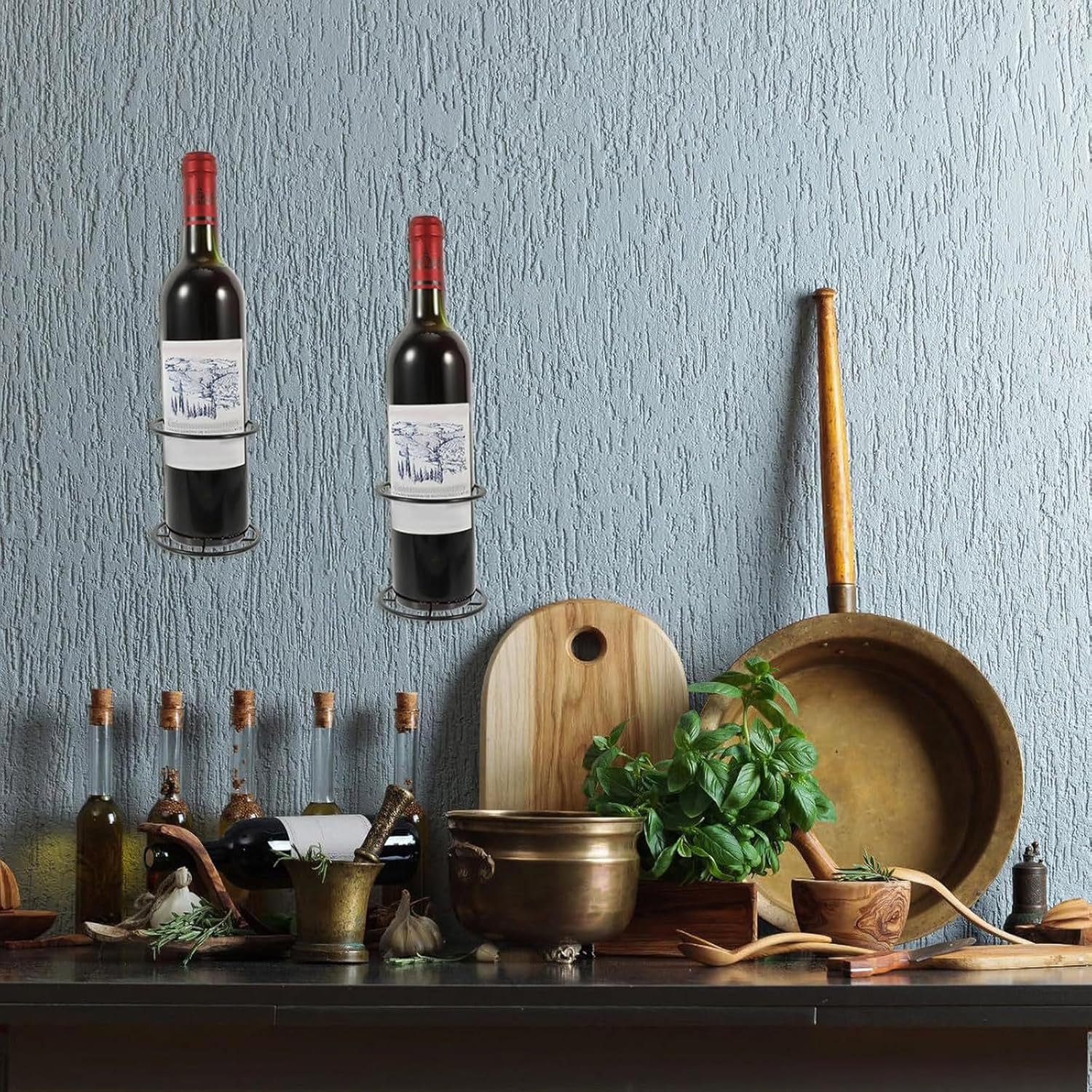 2 Pcs Freestanding Wine Racks with Wall-Mounted Design
