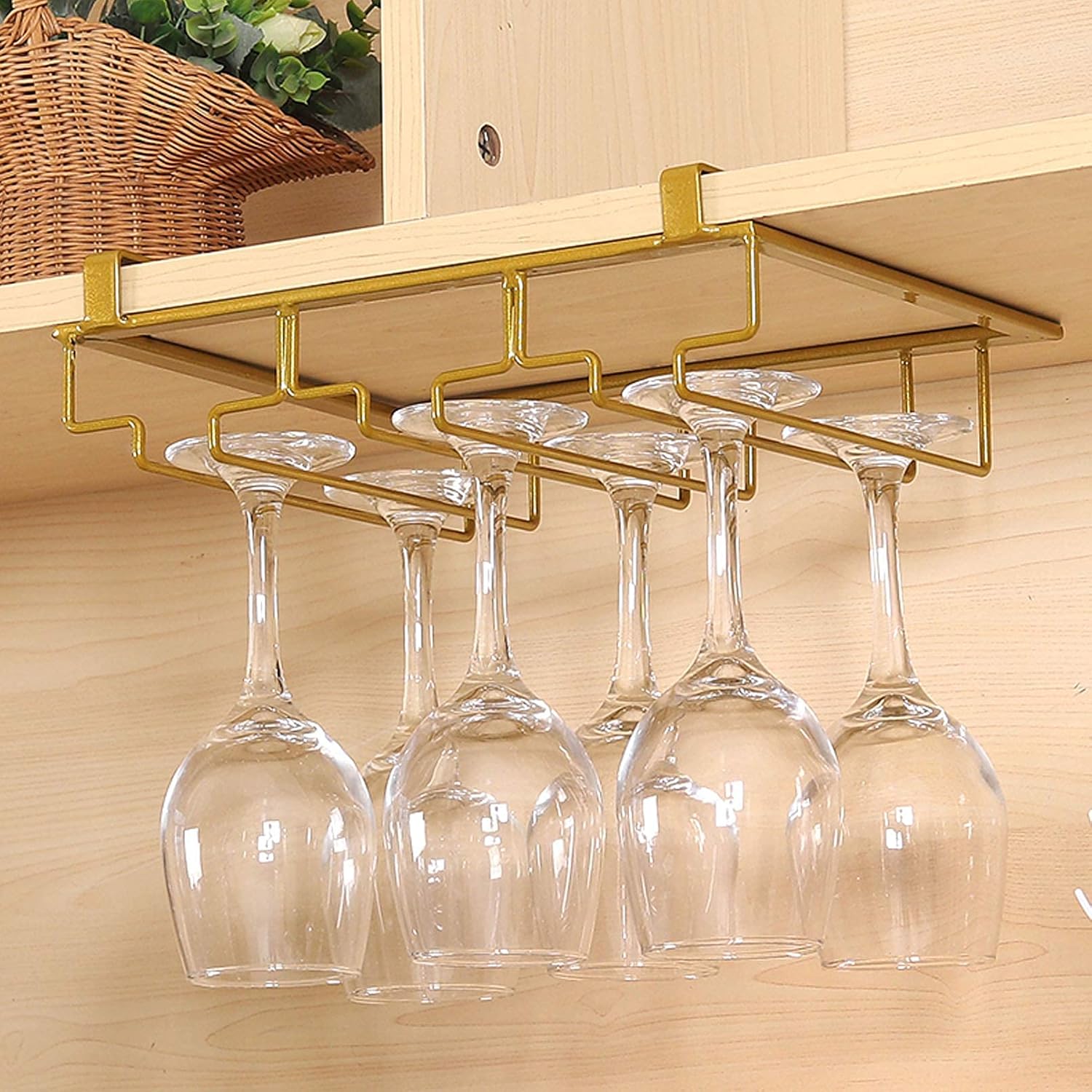 Modern Metal Wine Glass Rack Set - 60Cm Ceiling Mount