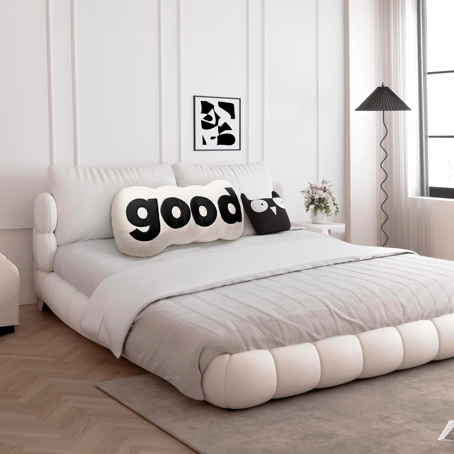 Johnear Headboard Pillow White Plush Reading Support 1