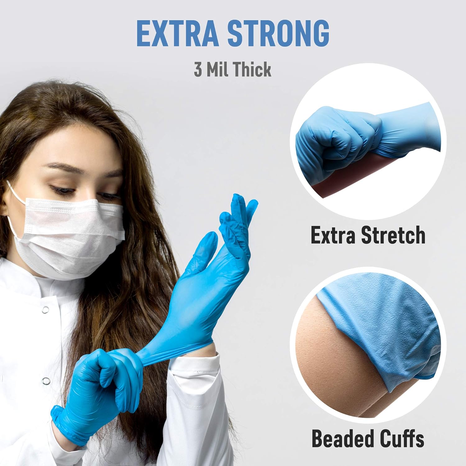 Dre Health Powder Free Nitrile Gloves Large 1000 Pack Case Blue