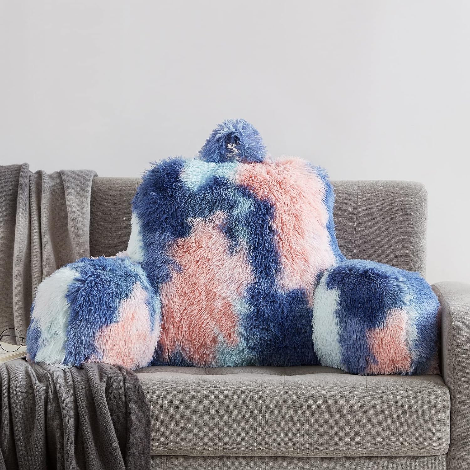 JL Jillche Fluffy Fur Reading Pillow for All Ages