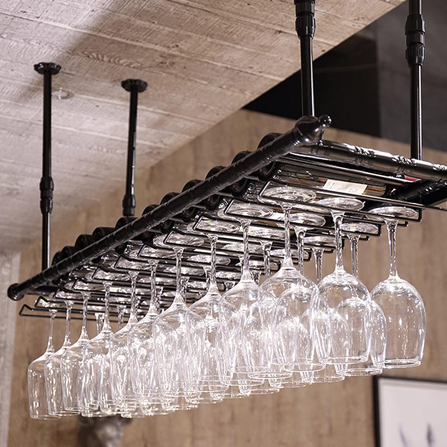 ZJDYDY 2-in-1 Adjustable Wine Rack for Ceiling and Wall
