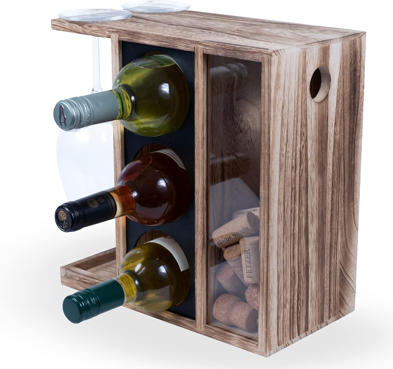 Rustic State Burnt Brown Wine Rack for 3 Bottles