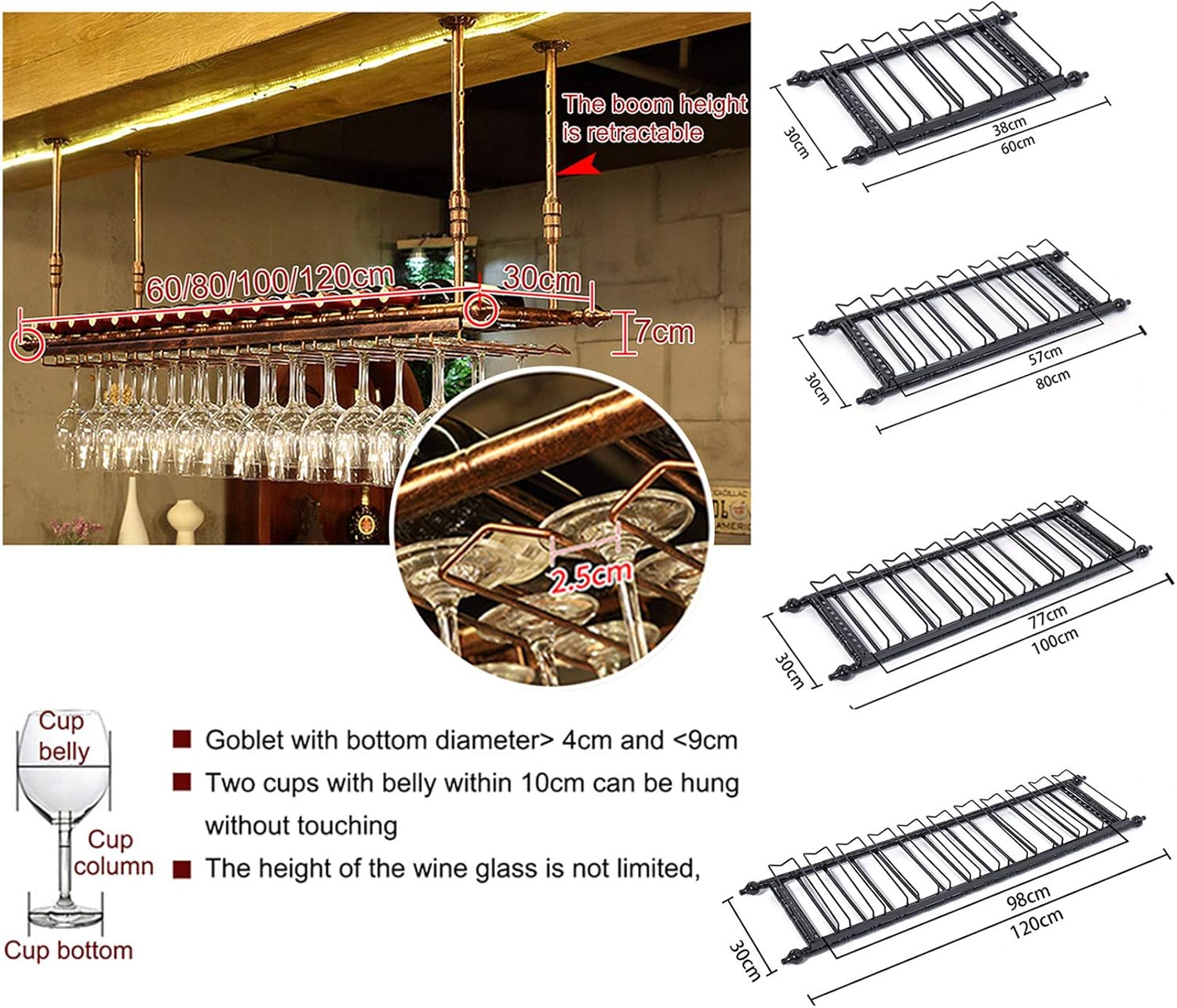Industrial Wall-Mounted Wine Rack with Durable Steel Frame