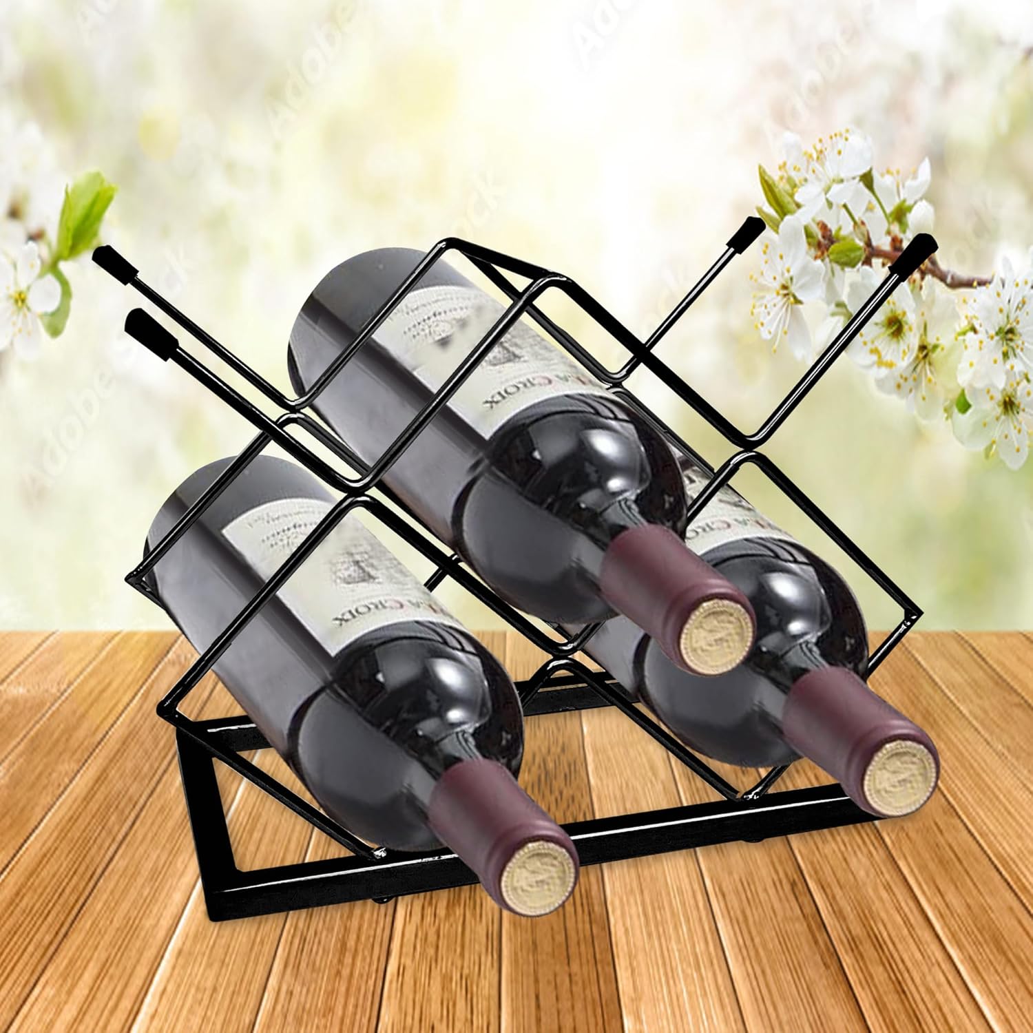 Nu Steel 5 Bottles Tabletop Wine Rack Black