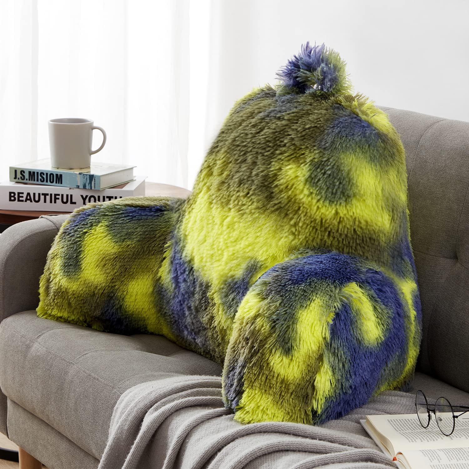 Hobed Life Fur Reading Pillow - Big 30x17x17 Inch