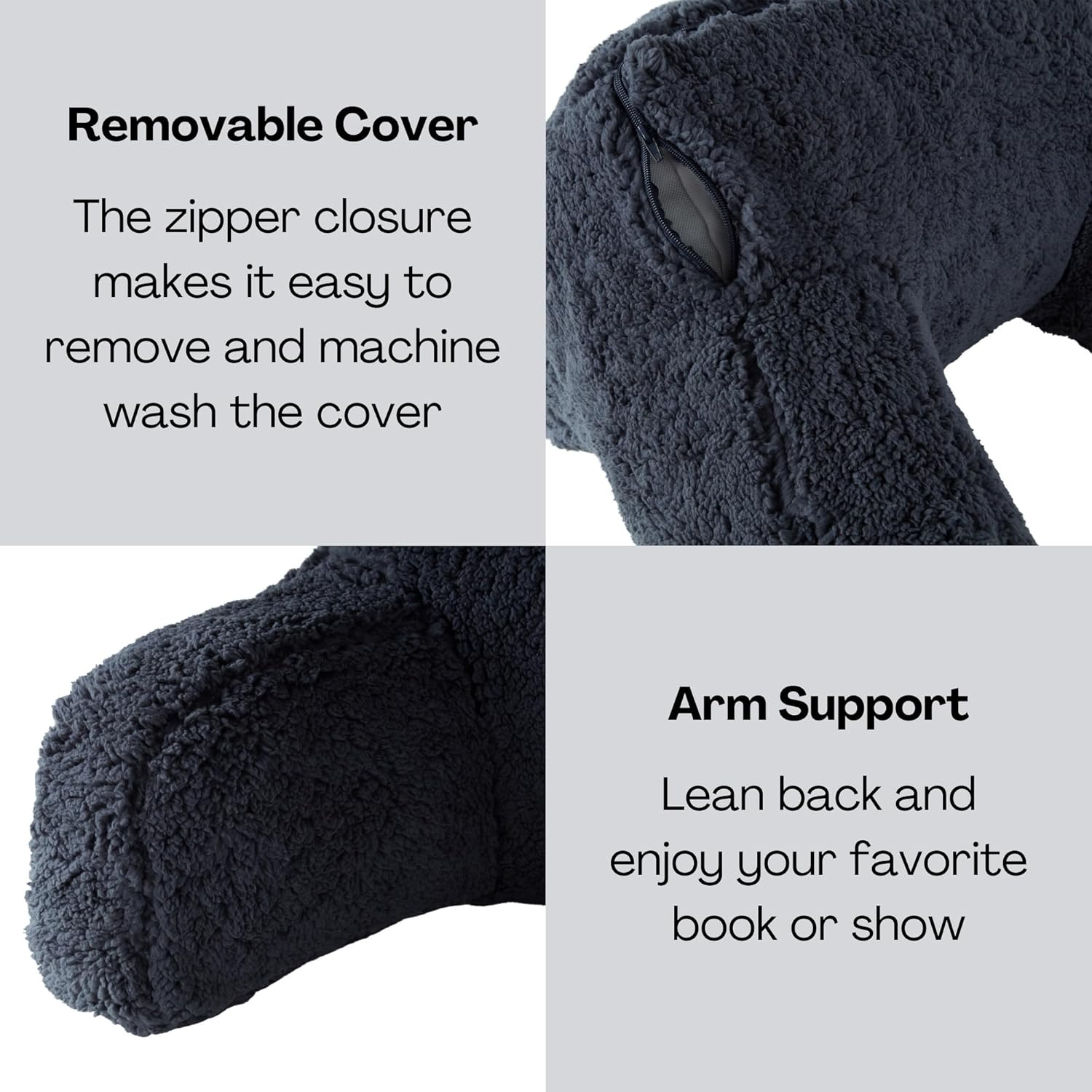 Greendale Home Fashions Plush Sherpa Reading Pillow with Arms Prussian Blue 1