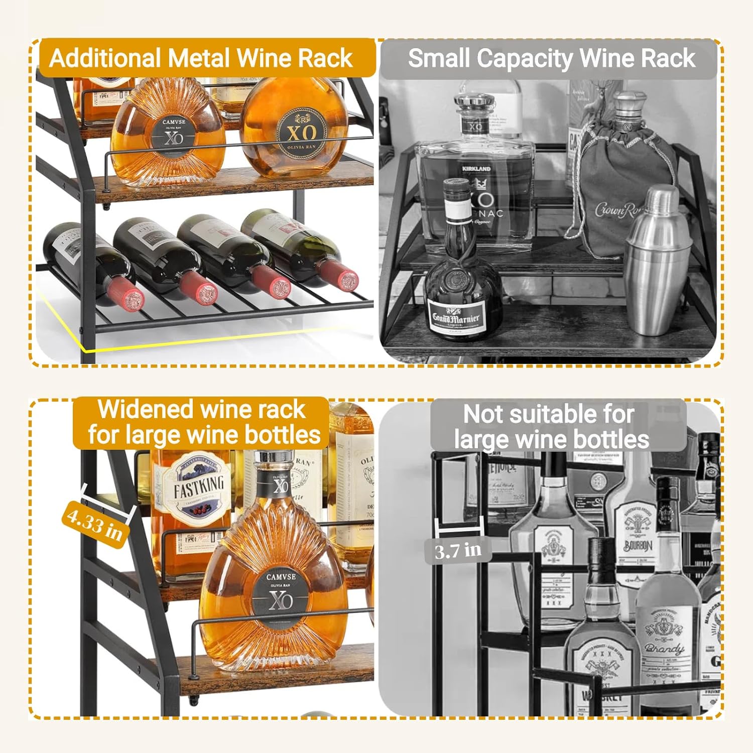 VINAEMO 3-Tier Wine Rack Tabletop
