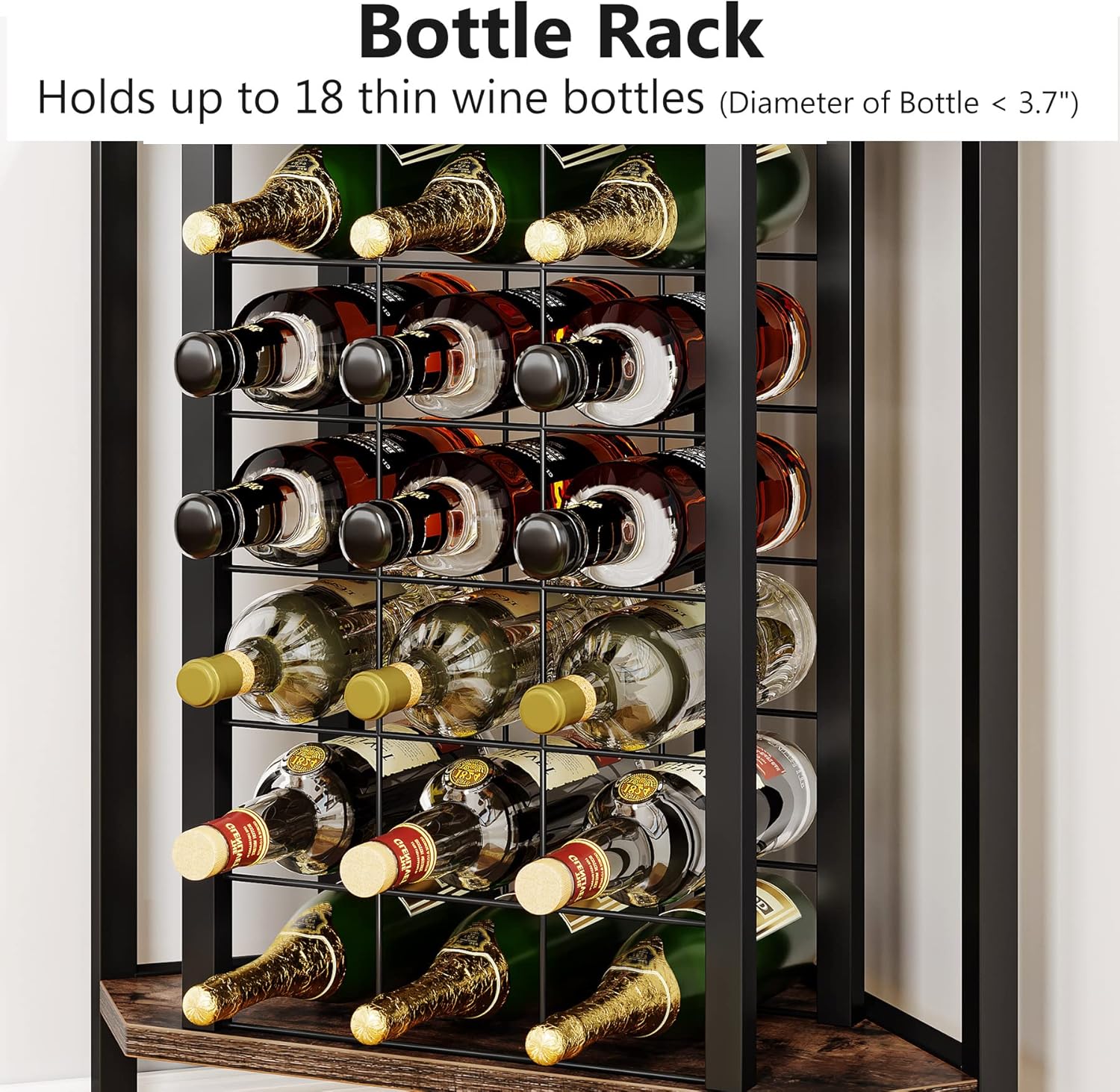 LITTLE TREE Corner Wine Rack with Glass Holder Brown